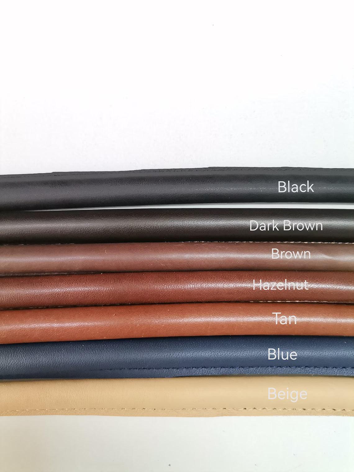 Leather shoulder handles for bags, Pair of rounded stitched geniune leather handles for bags length 80cm-(31 1/2 inches) - Salvo Leather