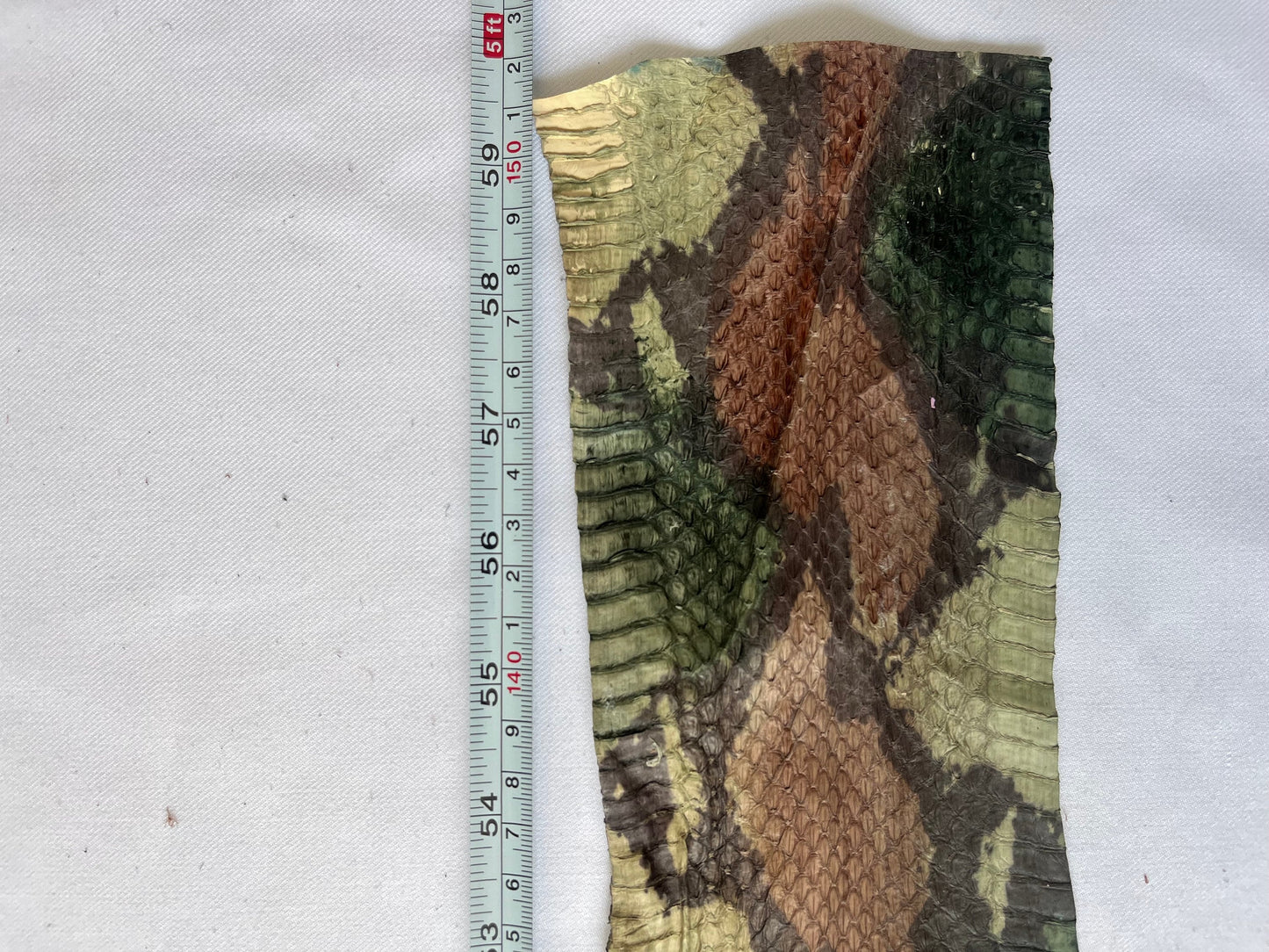 Genuine snake leather hide, thin and glossy color camo, thickness 0,3mm(1 oz)