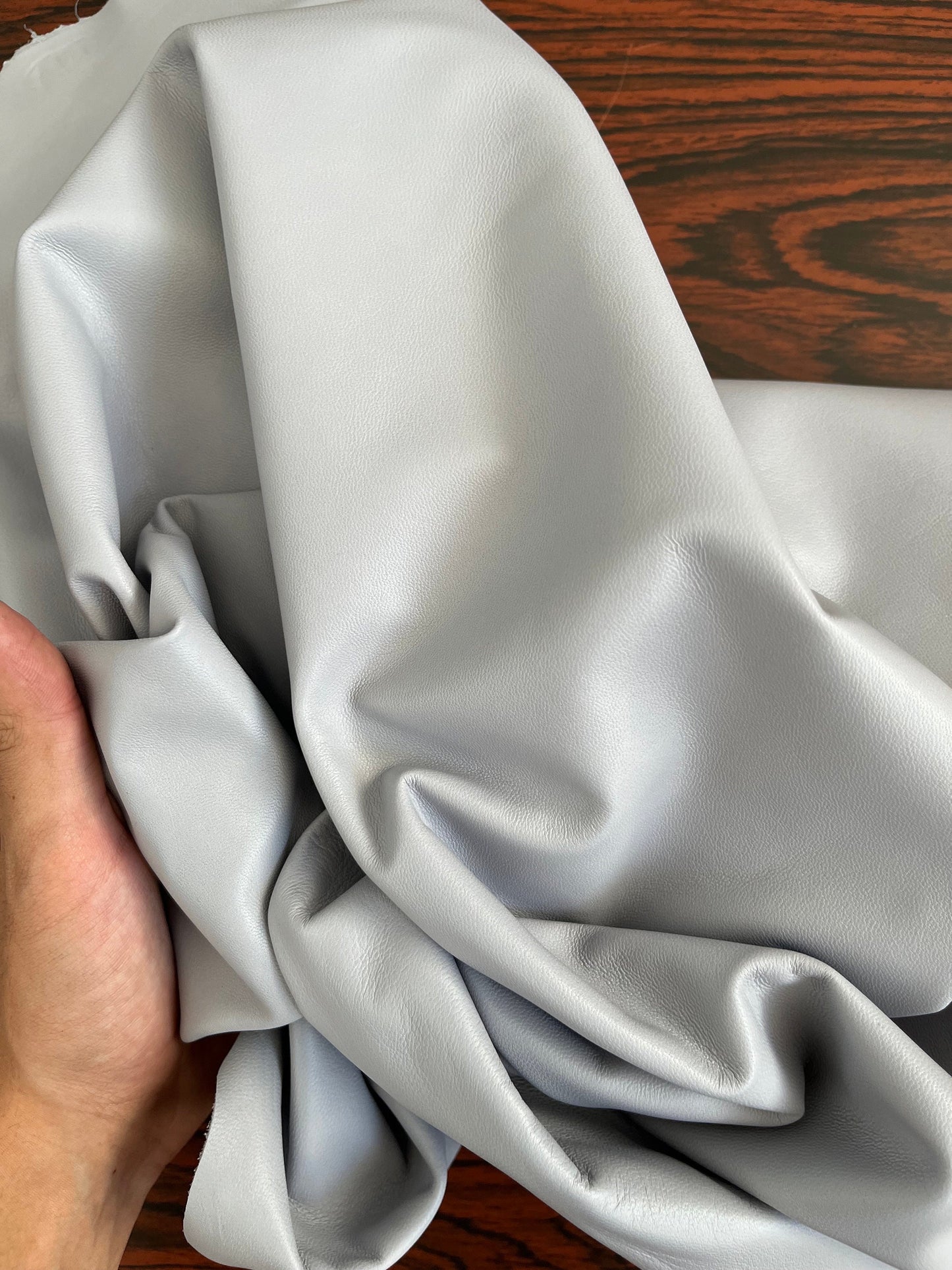 Sheep leather color light grey, nappa lambskin genuine leather for crafts, thick. 1,0mm (2 1/2oz)