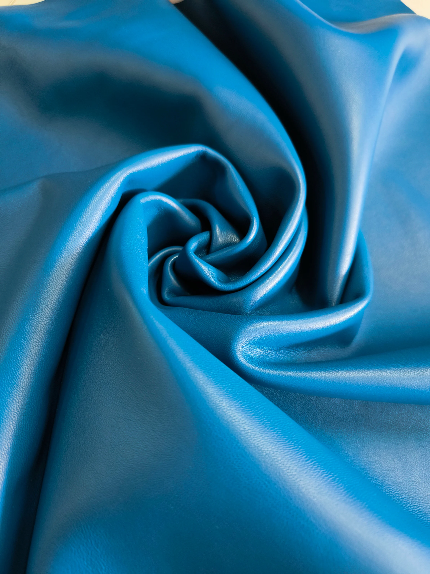 Sheep leather color Azure Blue, soft nappa lambskin genuine leather for crafts, thick. 1,0mm (2 1/2oz)