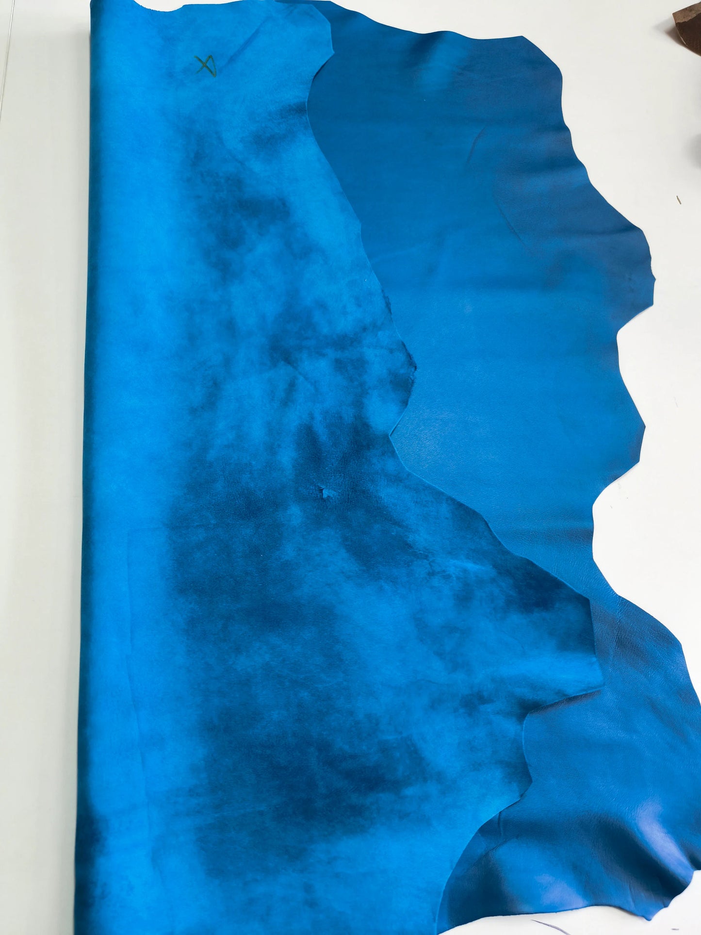 Sheep leather color Azure Blue, soft nappa lambskin genuine leather for crafts, thick. 1,0mm (2 1/2oz)