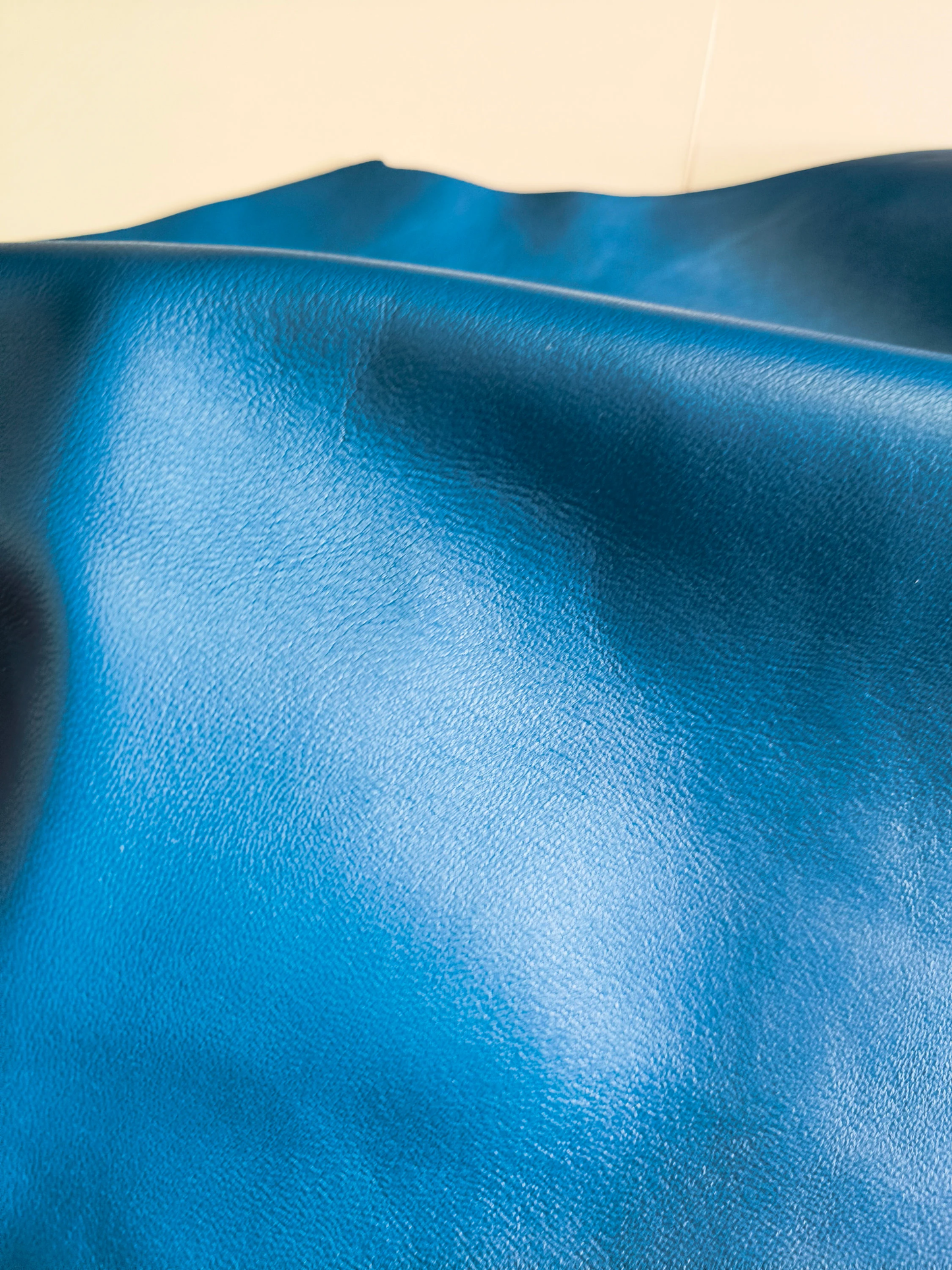Sheep leather color Azure Blue, soft nappa lambskin genuine leather for crafts, thick. 1,0mm (2 1/2oz)