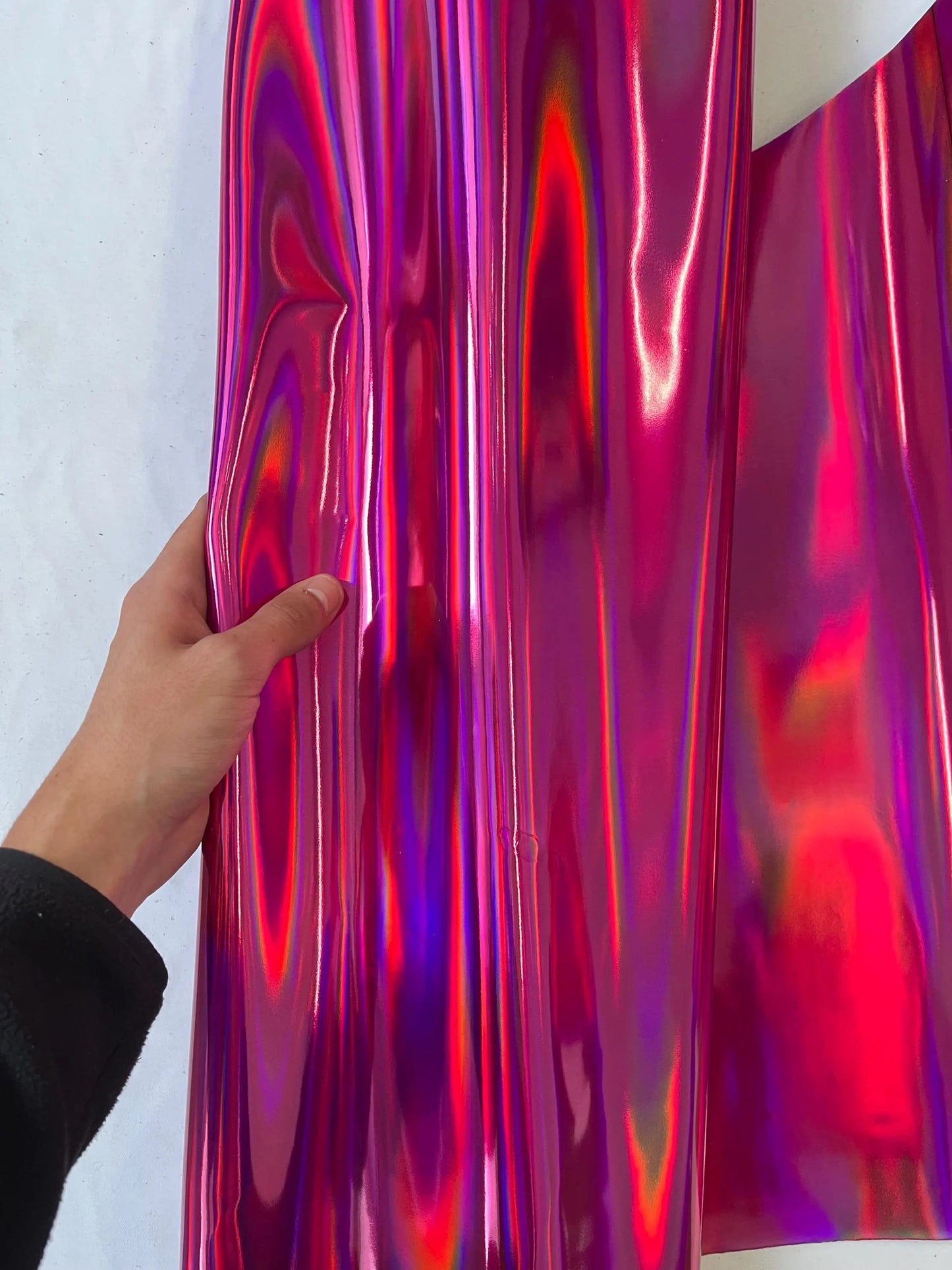 Cow patent iridescent leather, holographic rainbow cow leather glossy and metallic thick. 1,3mm (3 oz)