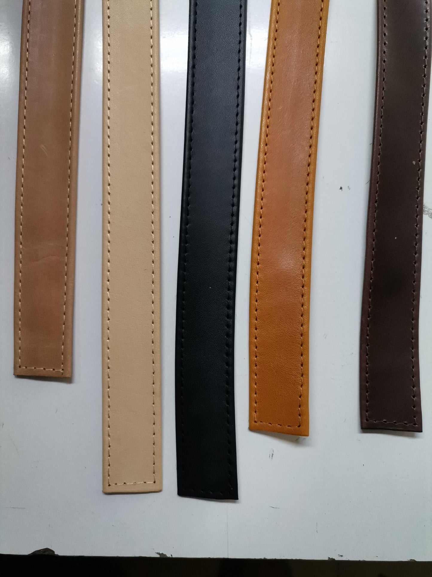 Leather stitched straps width 2,5cm ( 6 oz), Genuine full grain double face leather straps, Leather strips, Straps for bags and DIY - Salvo Leather