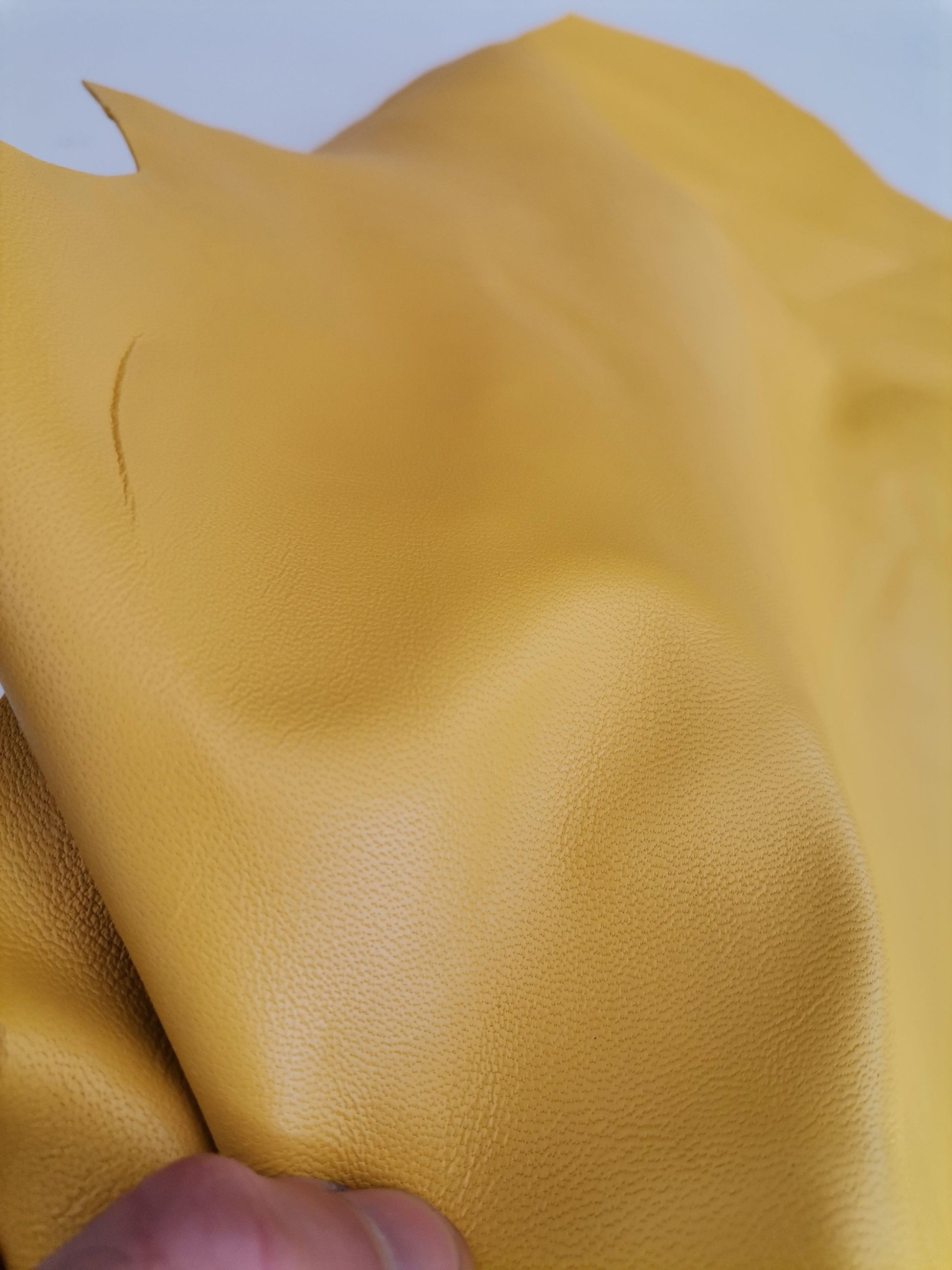 Sheep genuine leather, lambskin nappa leather hide for crafts col. yellow, thick. 0,9mm (2 1/2oz) - Salvo Leather