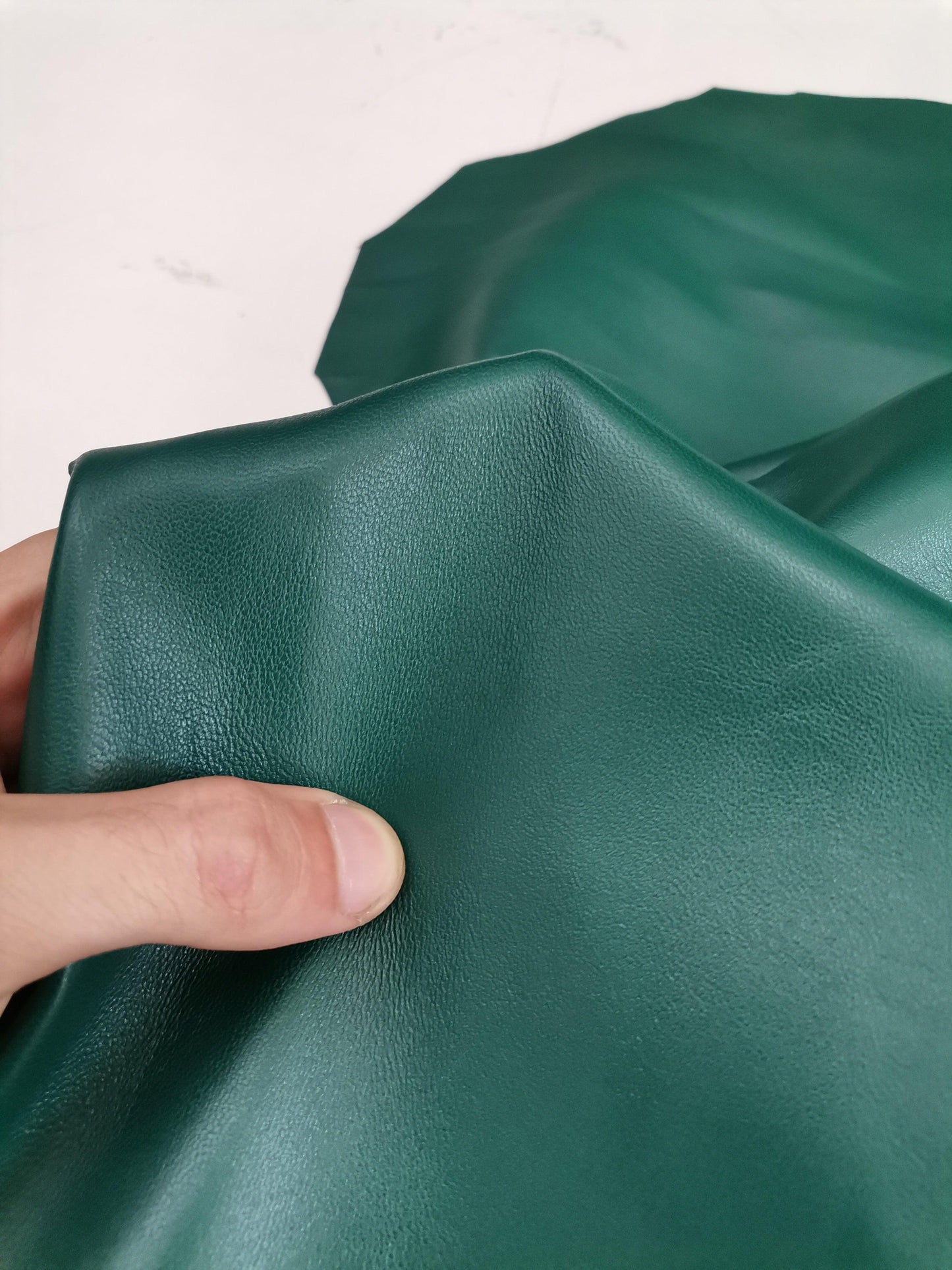 Sheep nappa genuine leather, soft lambskin leather hide for crafts col. forest green, thick. 0,9mm - Salvo Leather