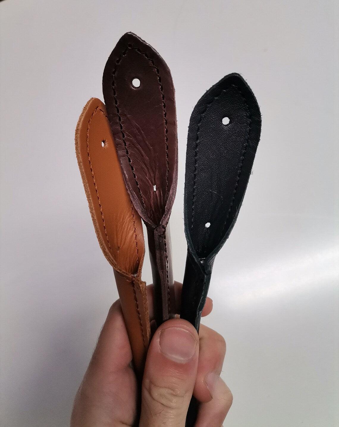 Leather handles for bags, Pair of leather handbag handles, rounded and stitched, length 55cm-21,6 inches - Salvo Leather