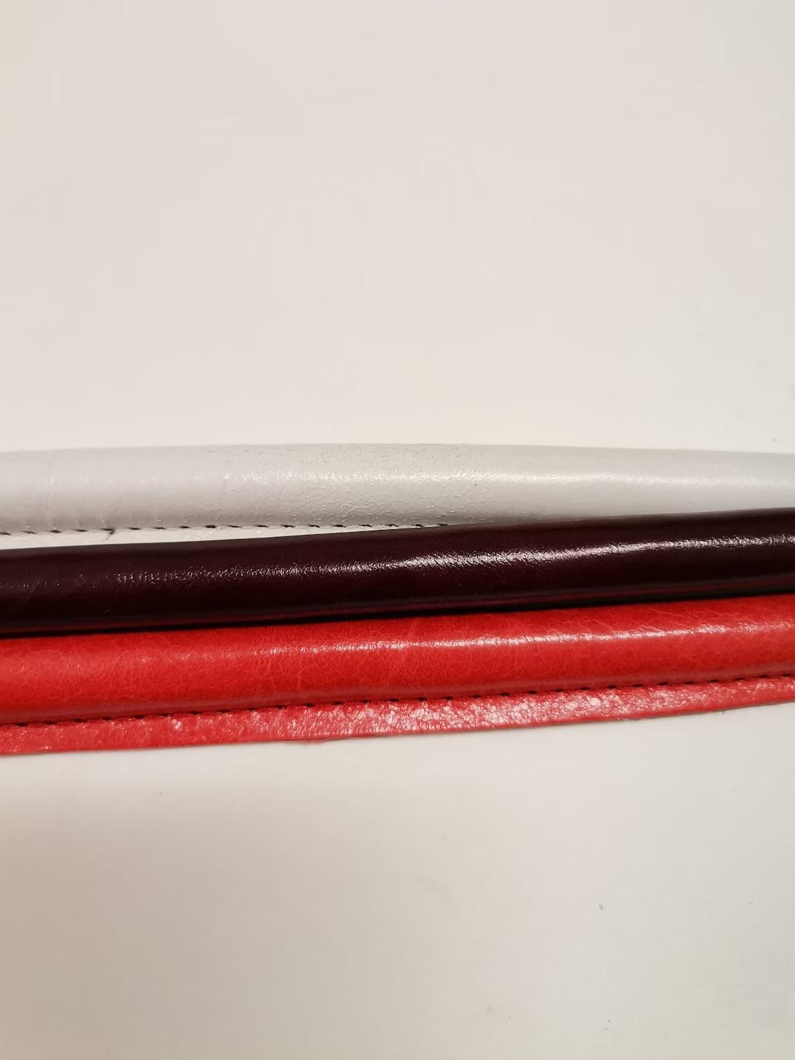 Leather handles for bags, Pair or genuine leather handbag handles rounded and stitched, length 55cm-22 inches - Salvo Leather