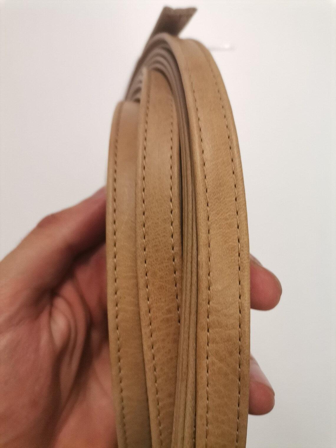 Leather straps width 1,5cm, Genuine full grain stitched leather straps, thickness 2,2mm(5 oz), Leather strips, Straps for bags and DIY - Salvo Leather