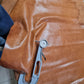 Sheep leather antique, crunchy effect, Genuine lambskin hide two tone col. Tan, Semi Veg Tanned - Salvo Leather