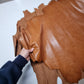 Sheep leather antique, crunchy effect, Genuine lambskin hide two tone col. Tan, Semi Veg Tanned - Salvo Leather