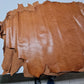 Sheep leather antique, crunchy effect, Genuine lambskin hide two tone col. Tan, Semi Veg Tanned - Salvo Leather