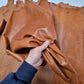 Sheep leather antique, crunchy effect, Genuine lambskin hide two tone col. Tan, Semi Veg Tanned - Salvo Leather