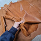 Sheep leather antique, crunchy effect, Genuine lambskin hide two tone col. Tan, Semi Veg Tanned - Salvo Leather