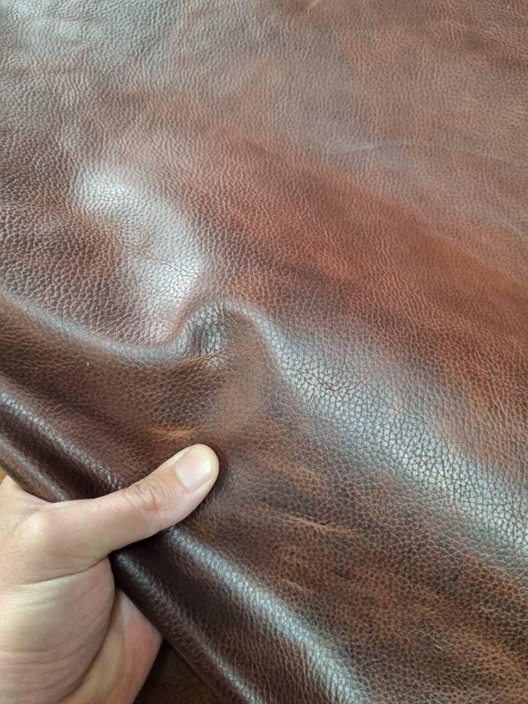 Cow Leather hide, genuine cow leather sheets, milled with two tone pull up effect, thick 1,3mm,(3,5 oz) - Salvo Leather