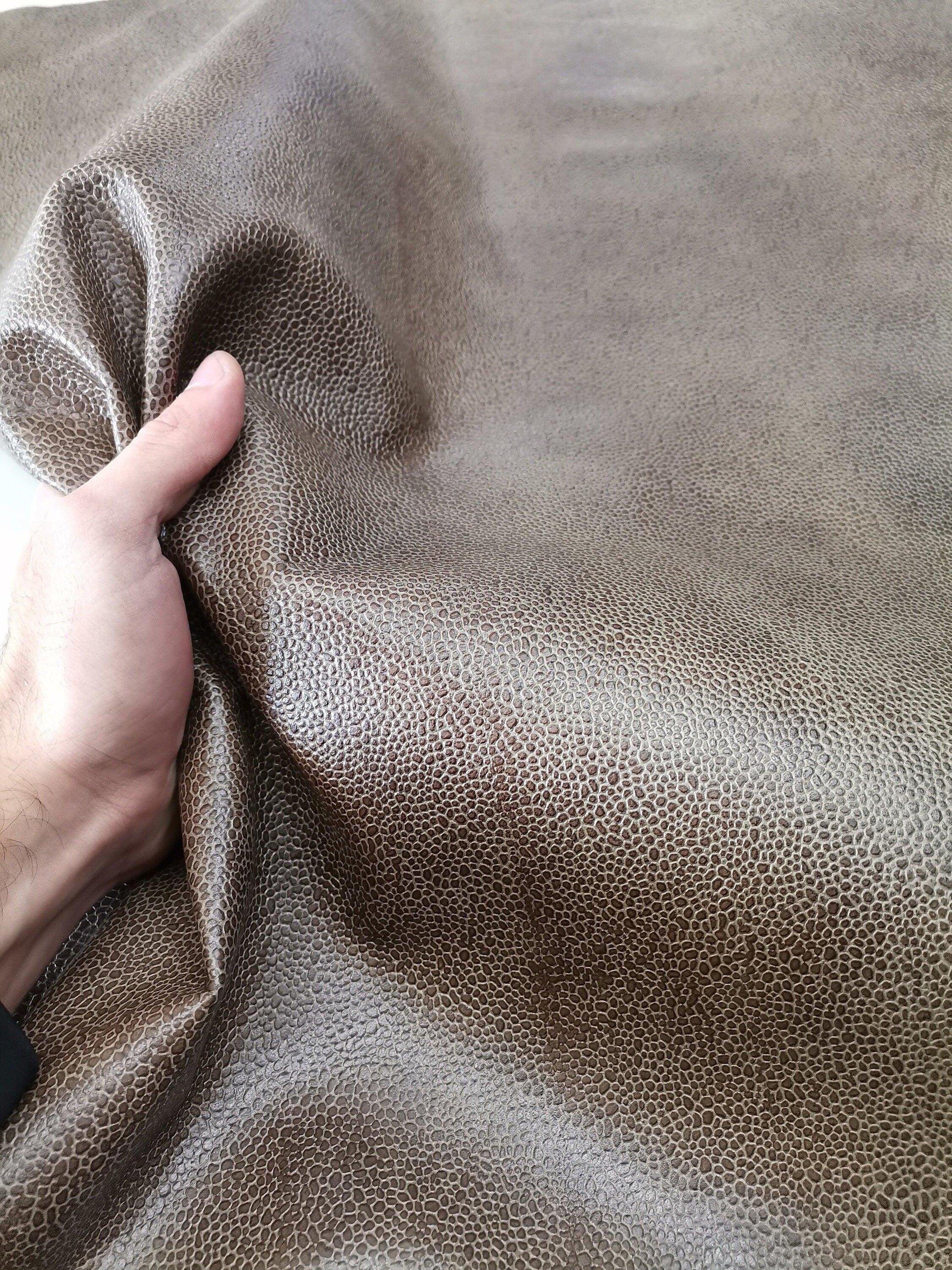 Goat leather hide, Genuine goat skin leather pieces bubble effect, thicknes - Salvo Leather