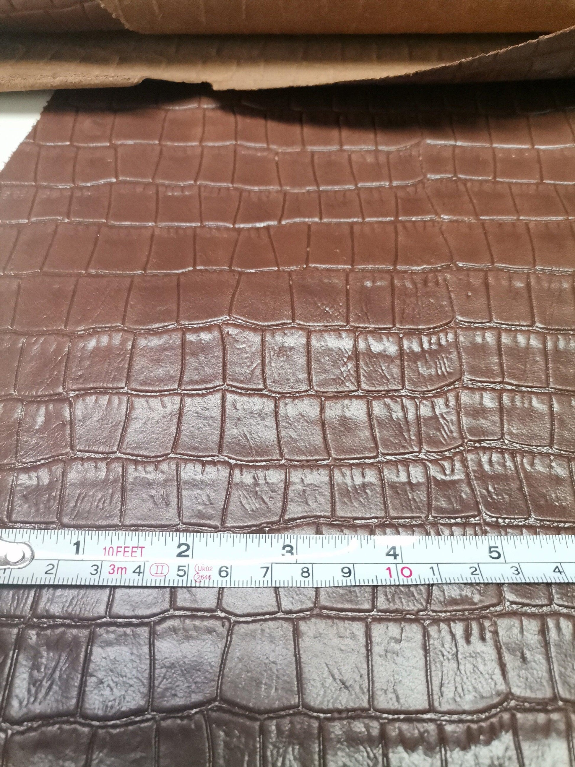 Cow leather printed crocodile effect, genuine cowhide leather sheets alligator embossed, thickness 1,2mm(3 oz) - Salvo Leather