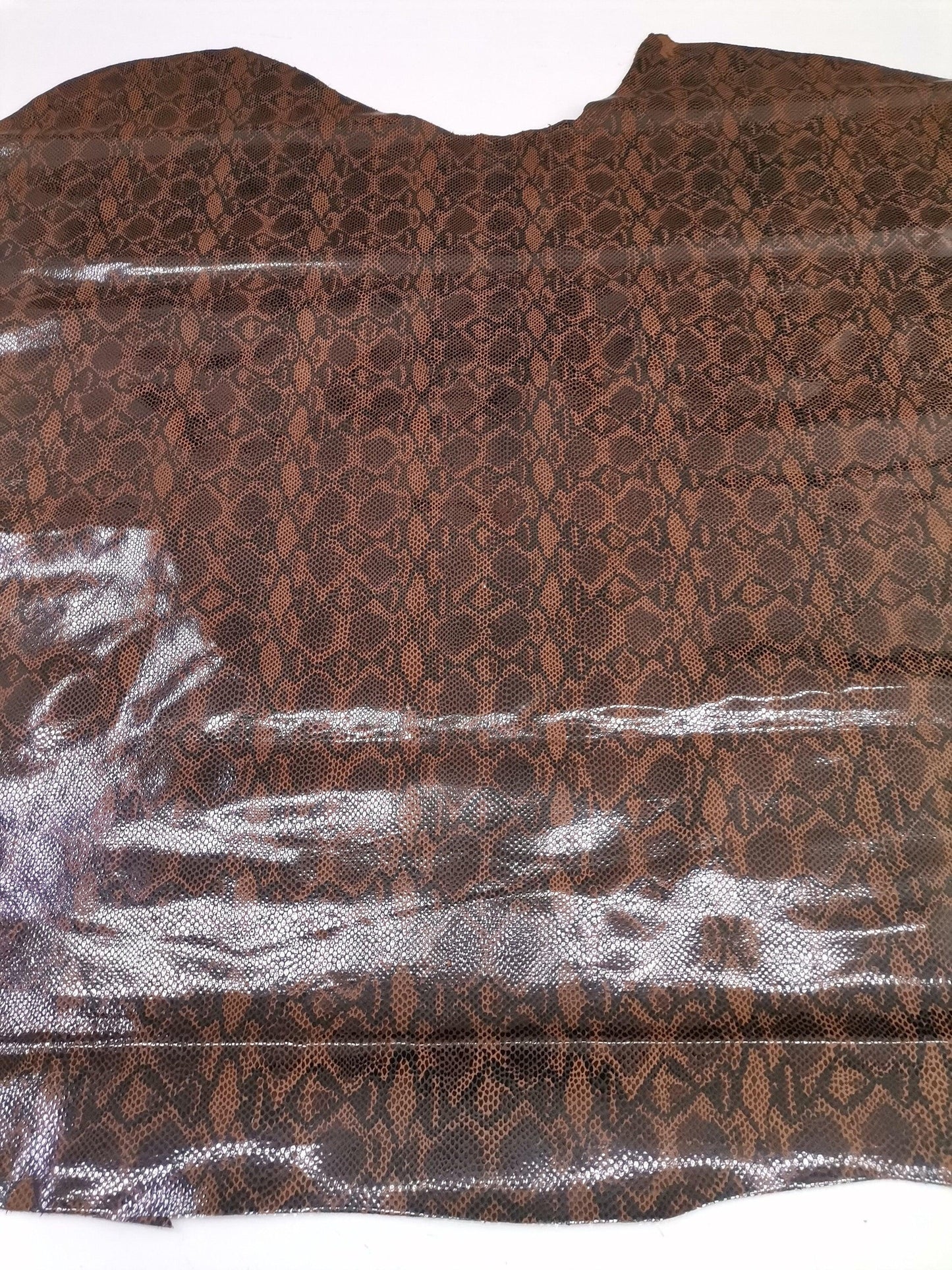 Cow suede leather snake effect, Genuine cowhide printed leather sheets, thickness 1,1mm(3 oz) - Salvo Leather