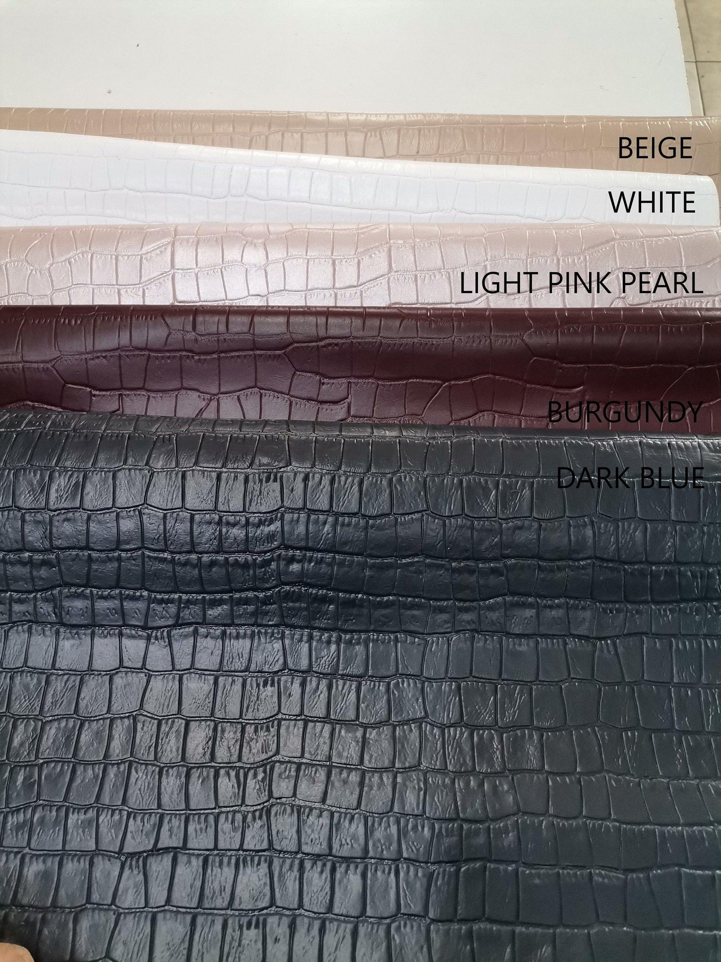 Cow leather printed crocodile effect, genuine cowhide leather sheets alligator embossed, thickness 1,2mm(3 oz) - Salvo Leather