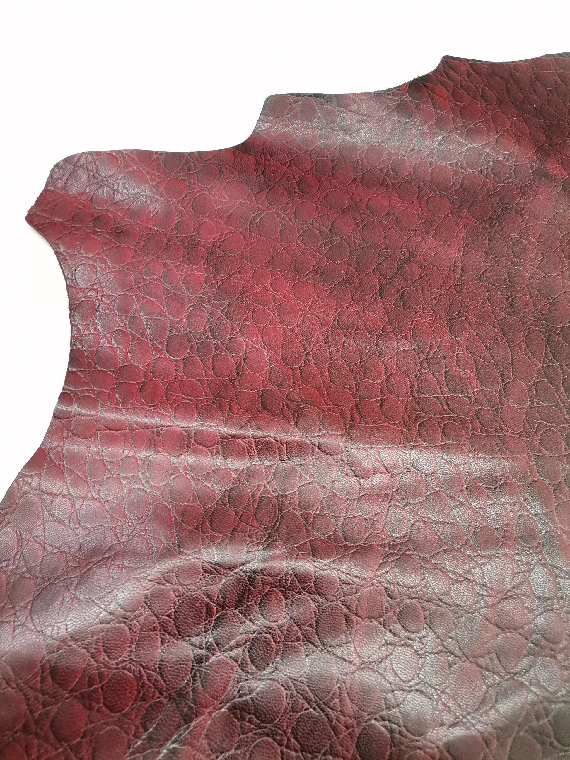 Goat skin printed leather, Genuine goat hide fashion emboosed leather for crafts thick 0,9mm(2 1/2 oz) - Salvo Leather