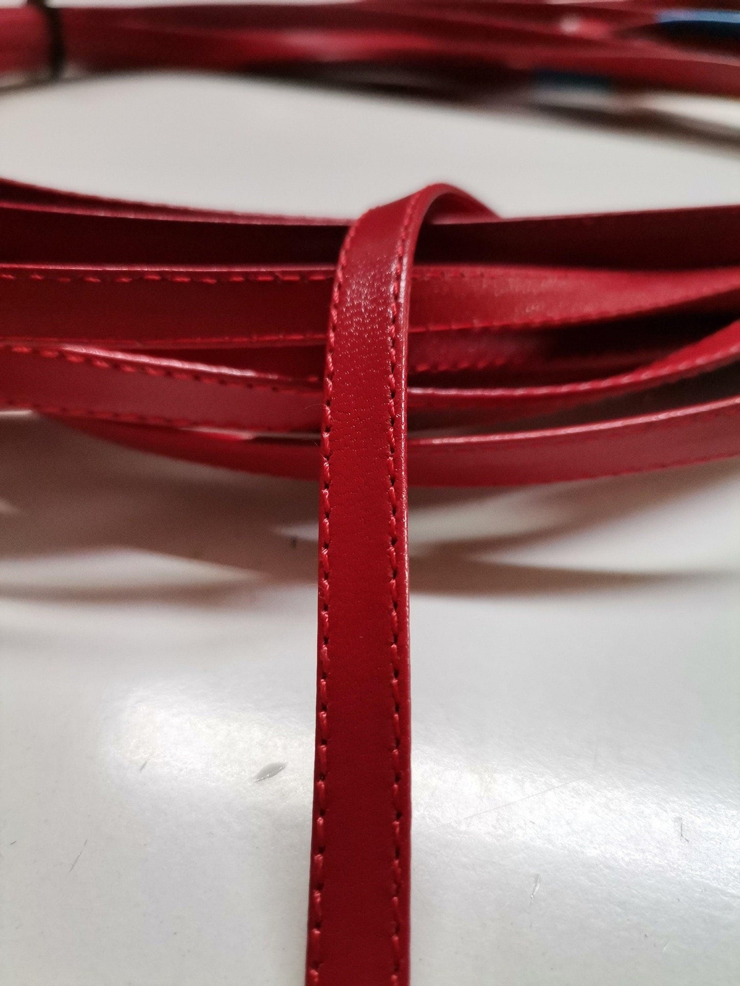 Leather shoe straps, Genuine leather straps folded and stitched width 0,8mm(1/3 inch) thickness 1,2mm(3 oz) - Salvo Leather