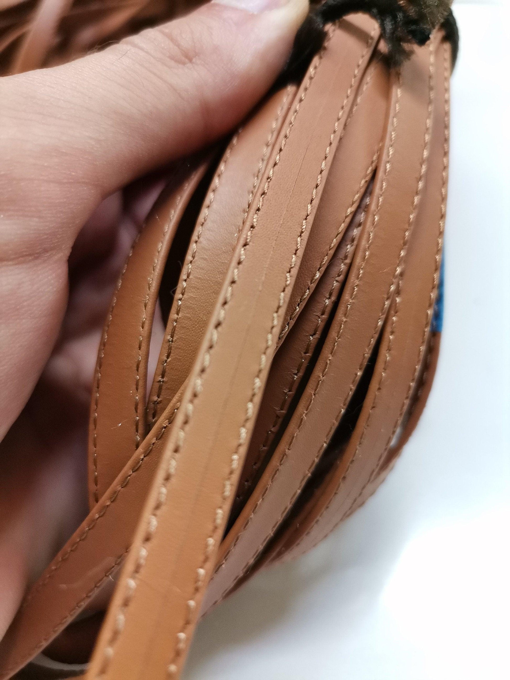 Leather shoe straps, Genuine leather straps folded and stitched width 0,8mm(1/3 inch) thickness 1,2mm(3 oz) - Salvo Leather