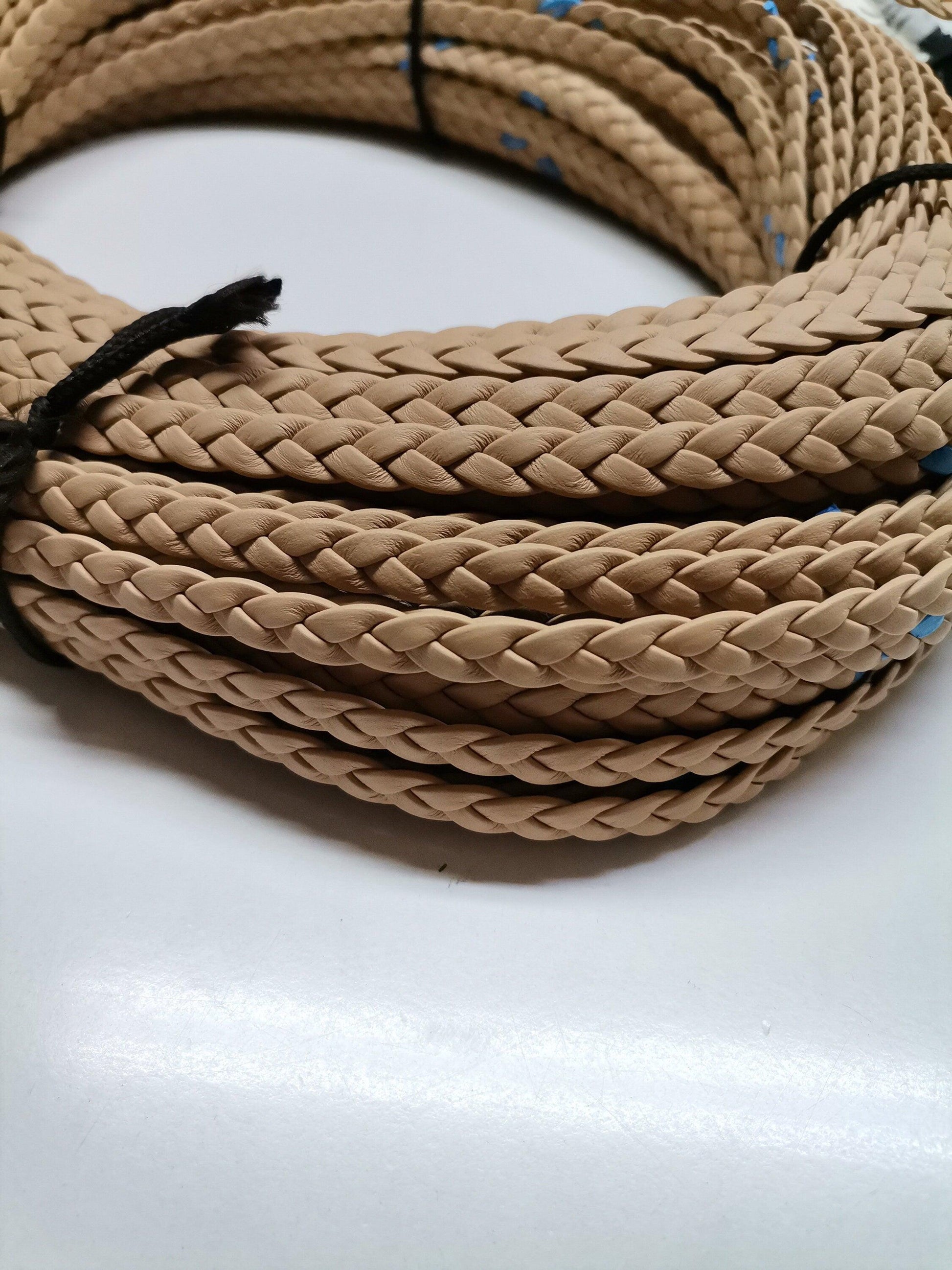 Genuine leather braided straps, Knitted leather straps bracelet for crafts and DIY, width 0,8cm(2oz) - Salvo Leather