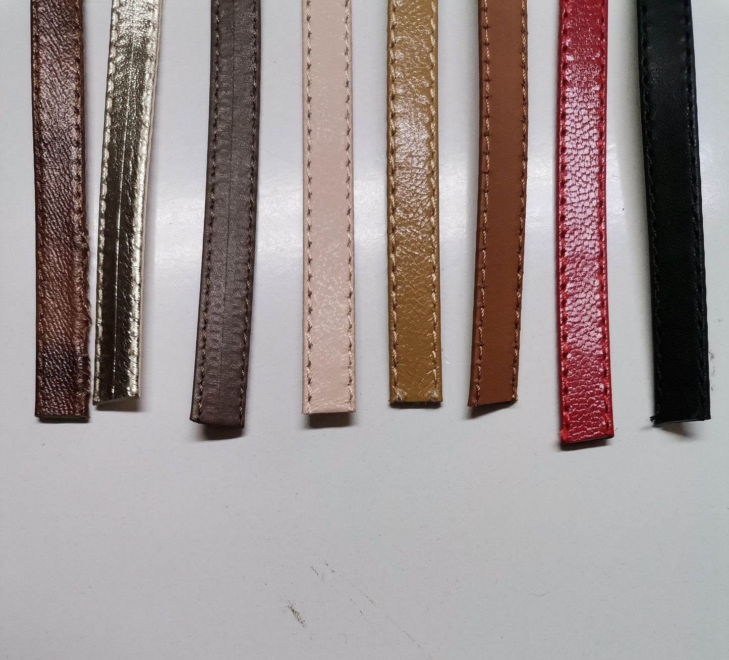 Leather shoe straps, Genuine leather straps folded and stitched width 0,8mm(1/3 inch) thickness 1,2mm(3 oz) - Salvo Leather