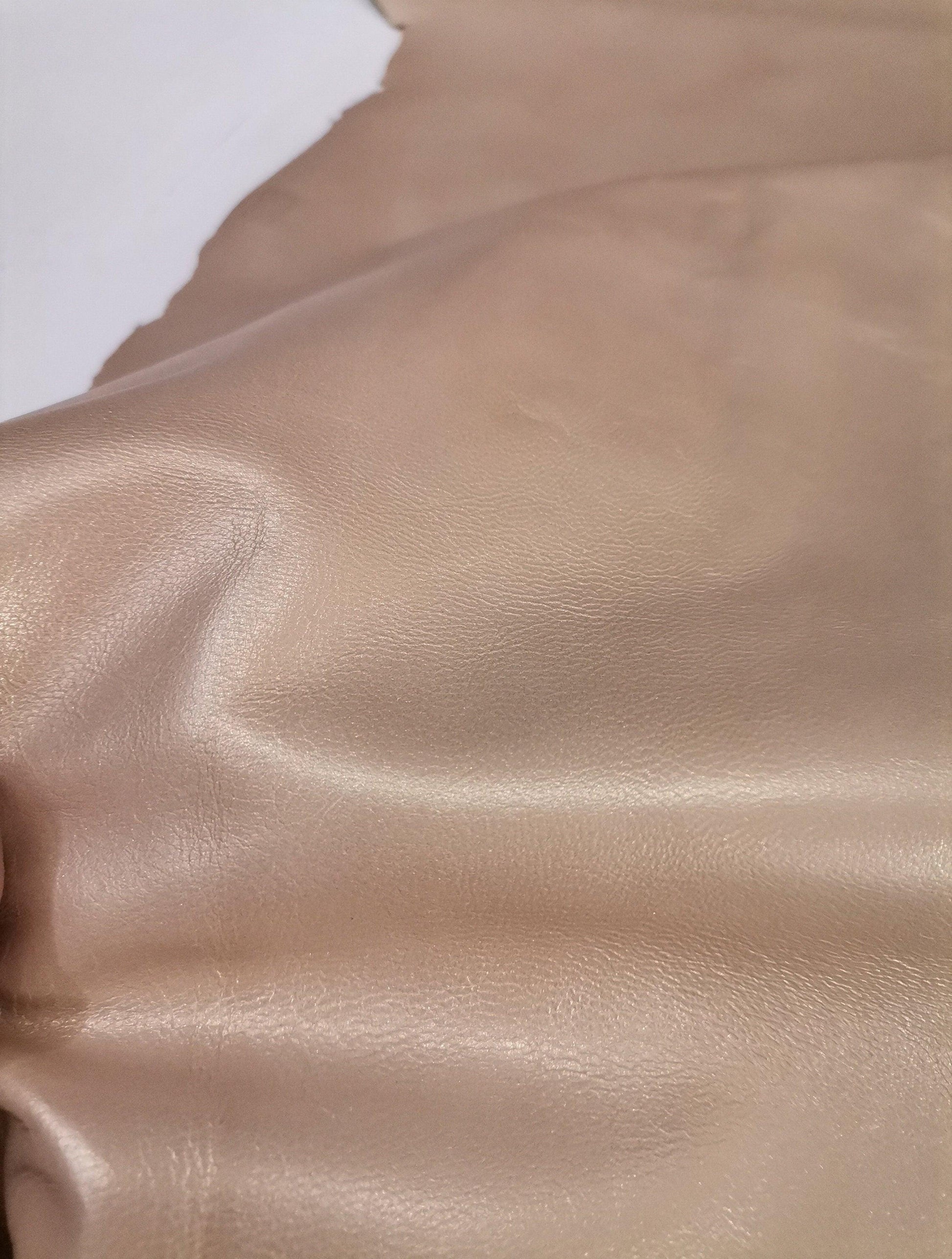 Sheepskin nappa soft leather, Genuine lambskin leather hide, col. dark cream pearl thick. 0,9mm(2 oz) - Salvo Leather