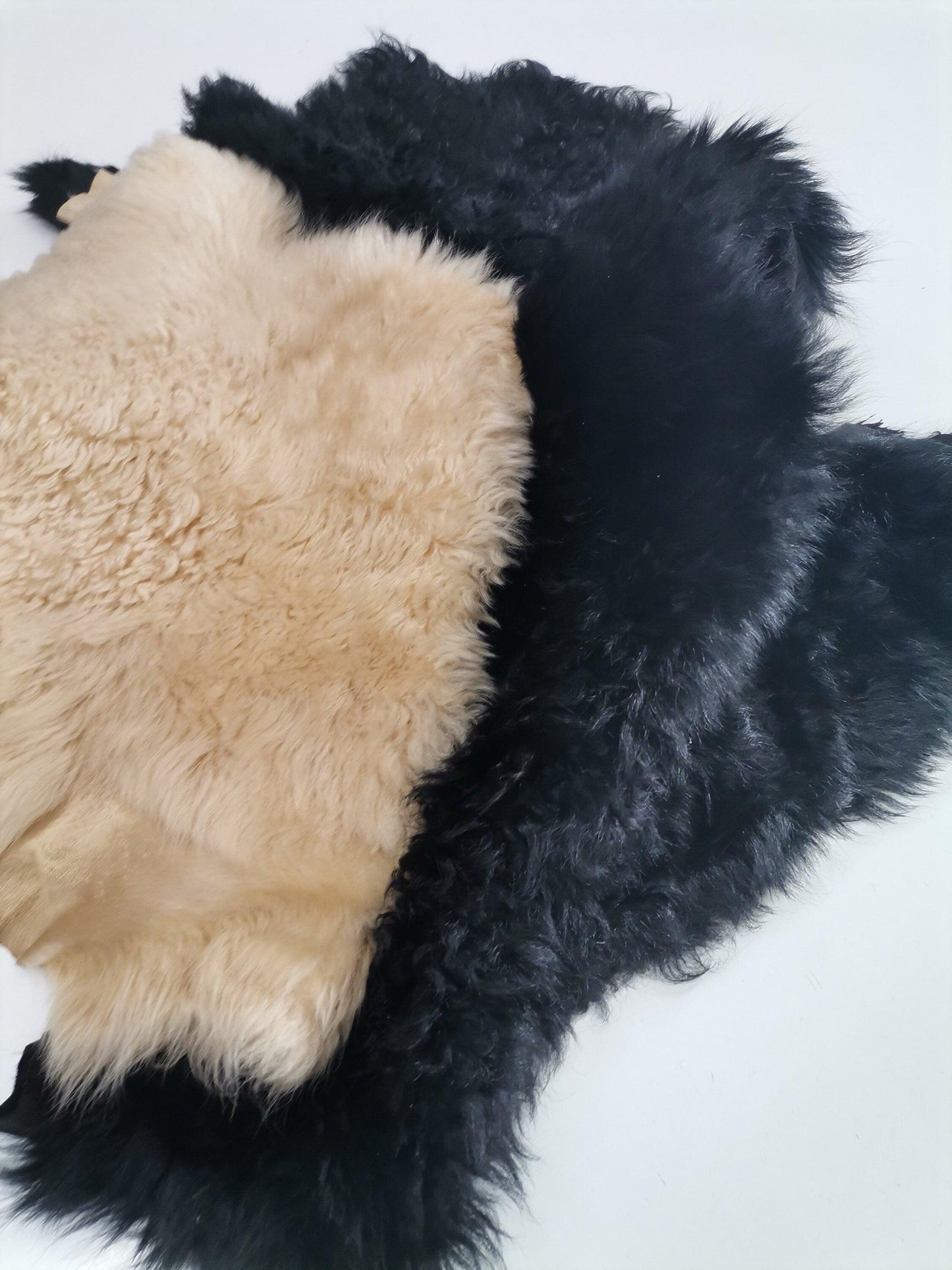 Sheepskin rug shearling leather hide, lambskin curly hair on, natural wool mouton leather - Salvo Leather