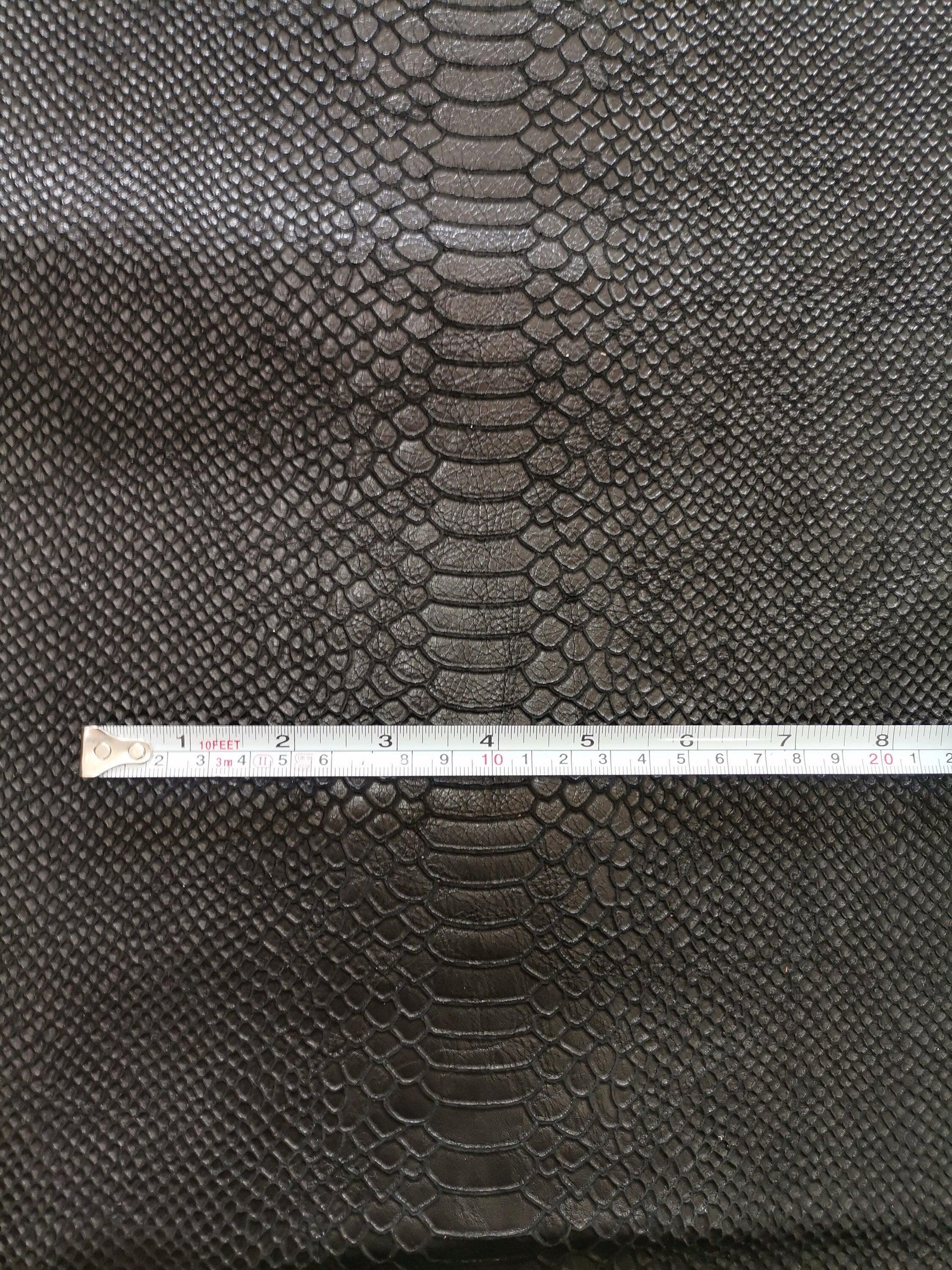 Cow leather printed snake effect, Genuine cowhide leather sheets python-embossed, thickness 1,2mm (3 oz) - Salvo Leather