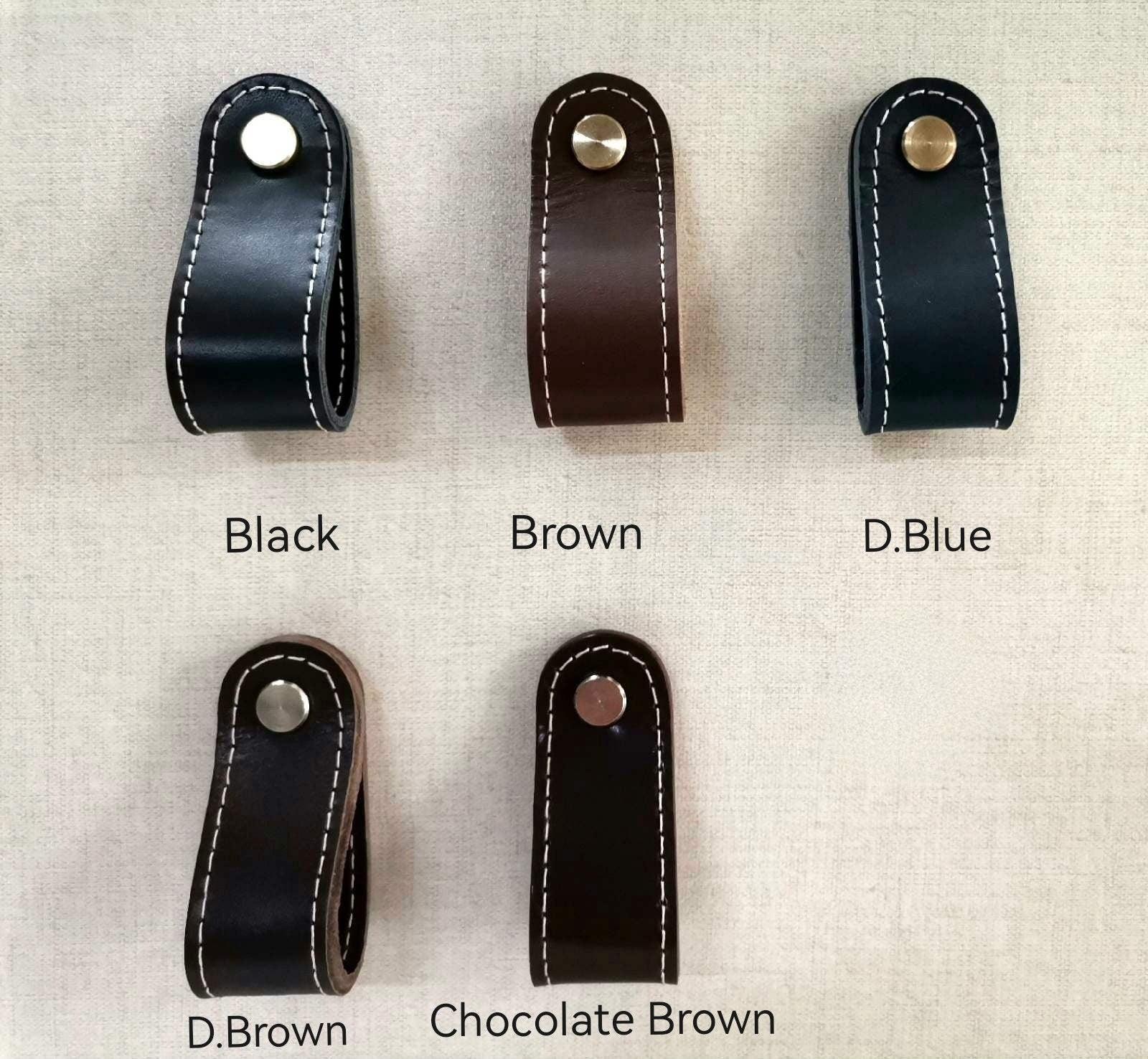 Leather drawer pulls, furniture leather knobs for cabinet doors, stitched and rounded, width 2,5 cm (1" inch) Salvo Leather Leather drawer pulls, furniture leather knobs for cabinet doors, stitched and rounded, width 2,5 cm (1" inch) Salvo Leather