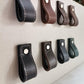 Leather drawer pulls, furniture leather knobs for cabinet doors, stitched and rectangle, width 2,5 cm (1" inch) - Salvo Leather