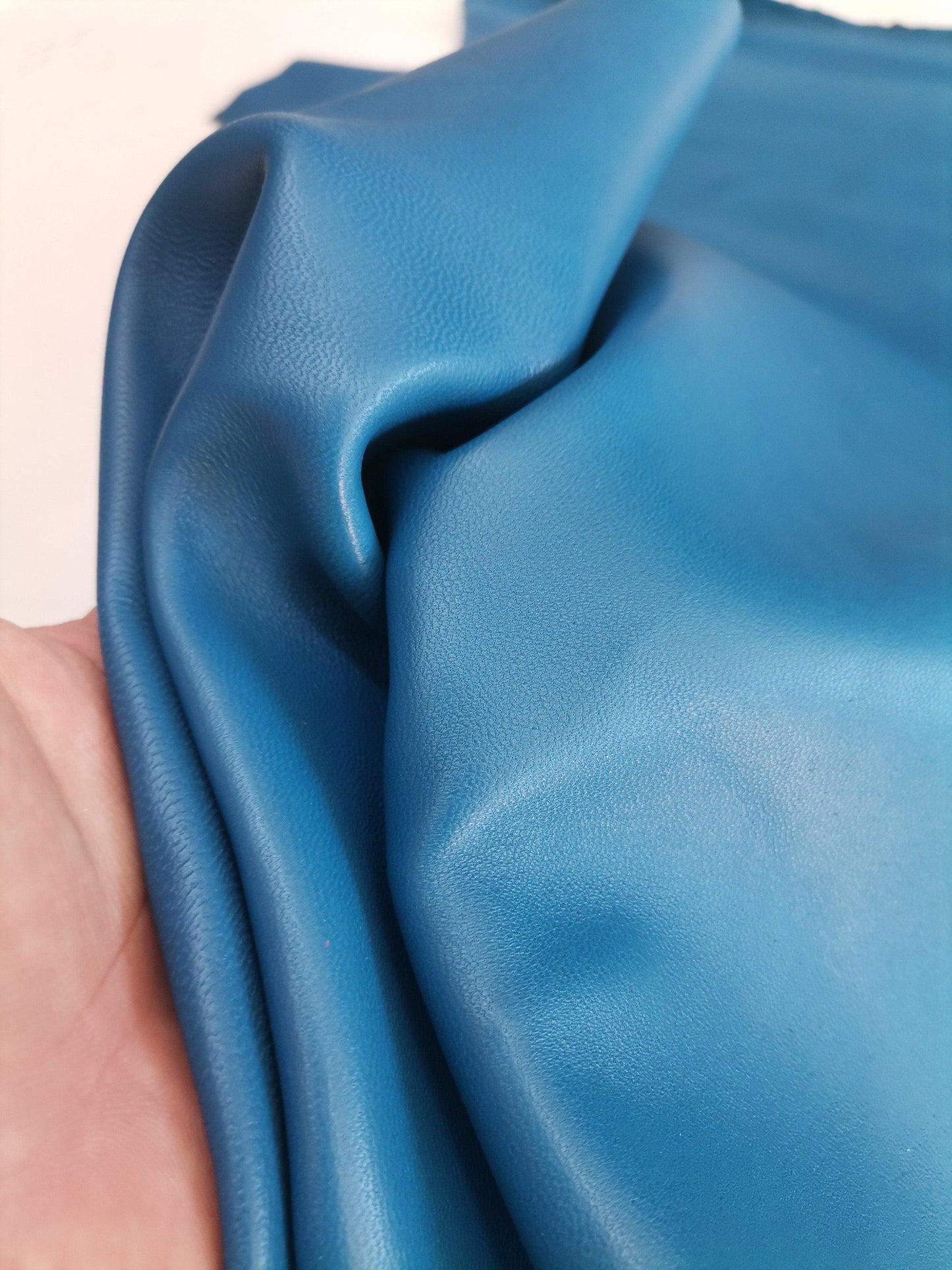 Sheep genuine leather, lambskin nappa leather hide for crafts col. blue, thick. 1,0mm (2 1/2oz) - Salvo Leather