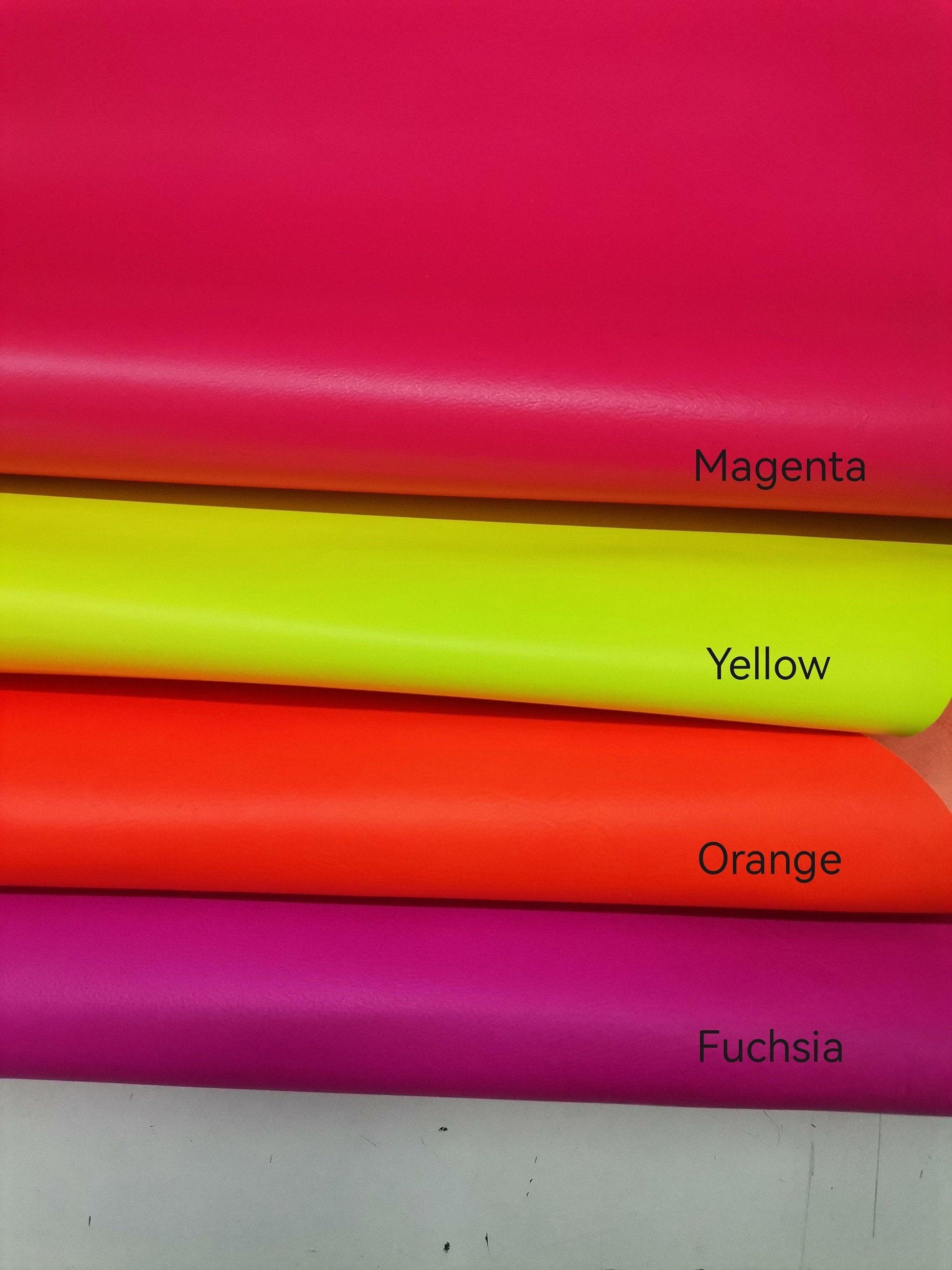 Fluo colors sheep nappa leather, Fluorescent lambskin leather hide for crafts thick. 0,9-1,0mm (2 1/2oz) - Salvo Leather