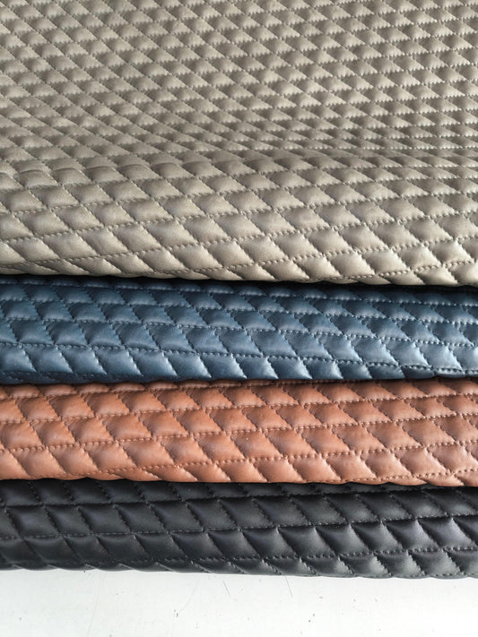 Cow leather quilted pattern rhombus, Genuine cowhide diamond printed leather sheets, thickness 1,2mm(3 oz) - Salvo Leather