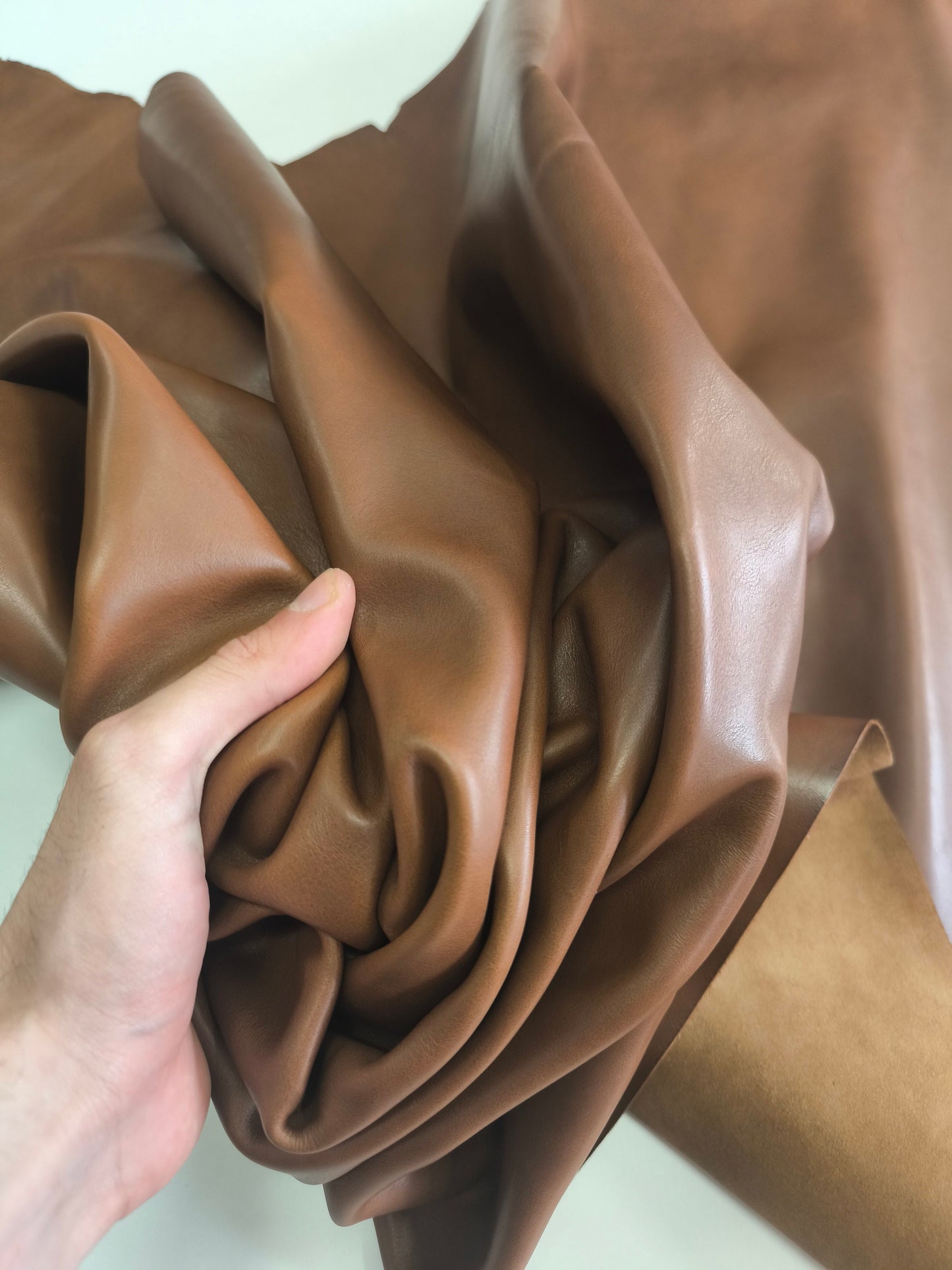 Cow leather col. Tan natural milled, genuine cowhide leather skin soft and supple, thick 1,2mm(3 oz)