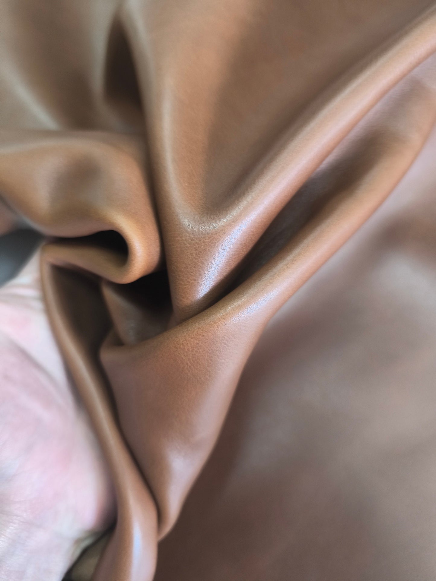 Cow leather col. Tan natural milled, genuine cowhide leather skin soft and supple, thick 1,2mm(3 oz)