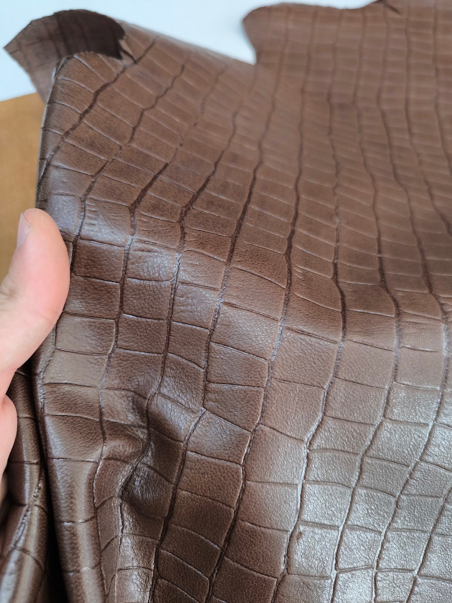 Sheep leather crocodile printed, genuine sheepskin leather sheets alligator embossed, thickness 1,1mm(3 oz)