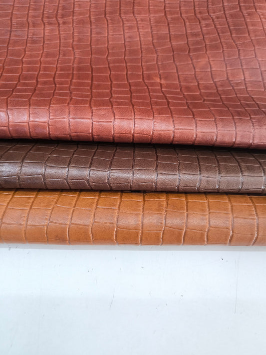 Sheep leather crocodile printed, genuine sheepskin leather sheets alligator embossed, thickness 1,1mm(3 oz)