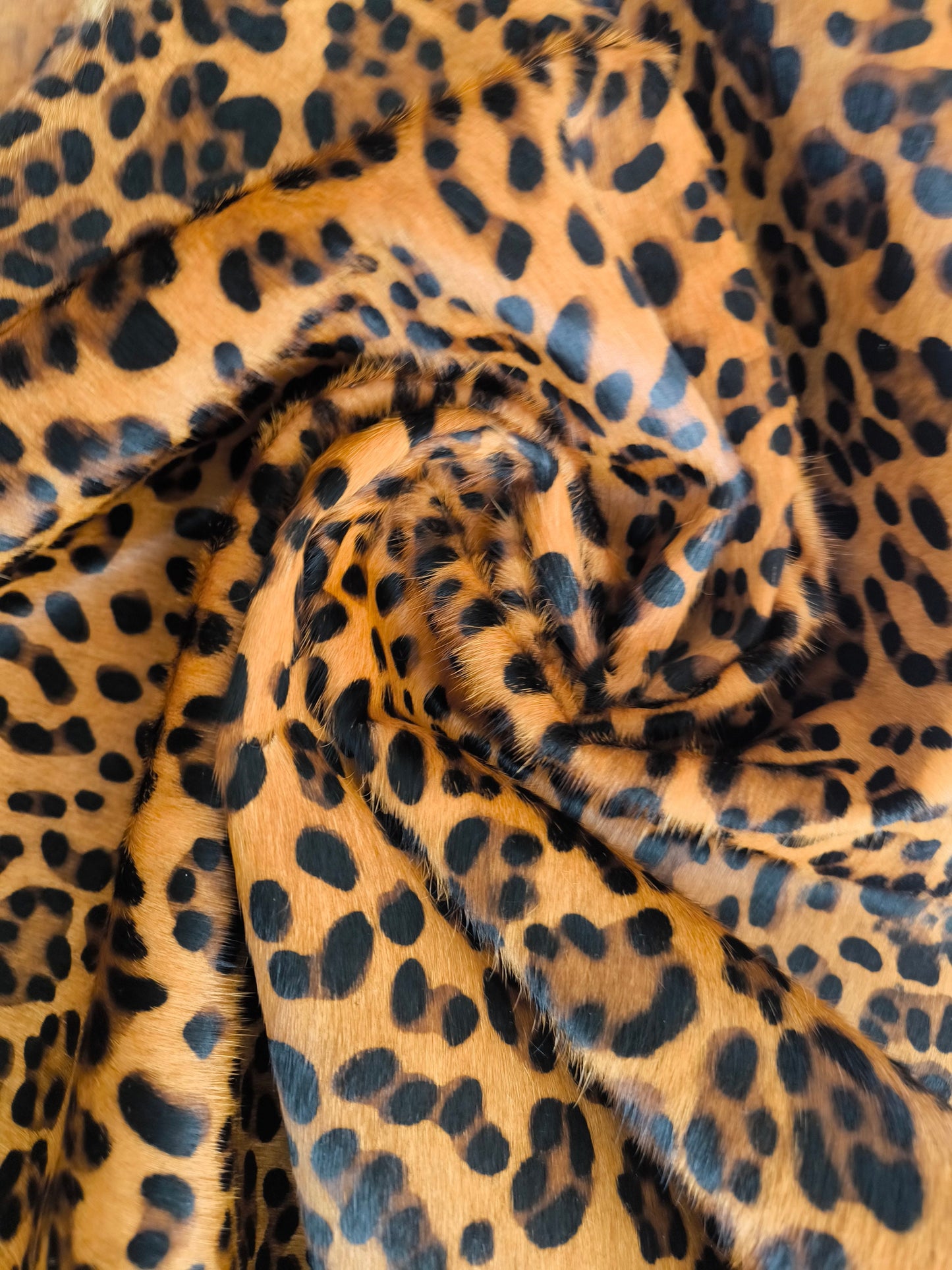 Hair on hide cowhide rug leopard print, genuine cow leather pony skin with the nap, thickness 1,2mm (3 oz)