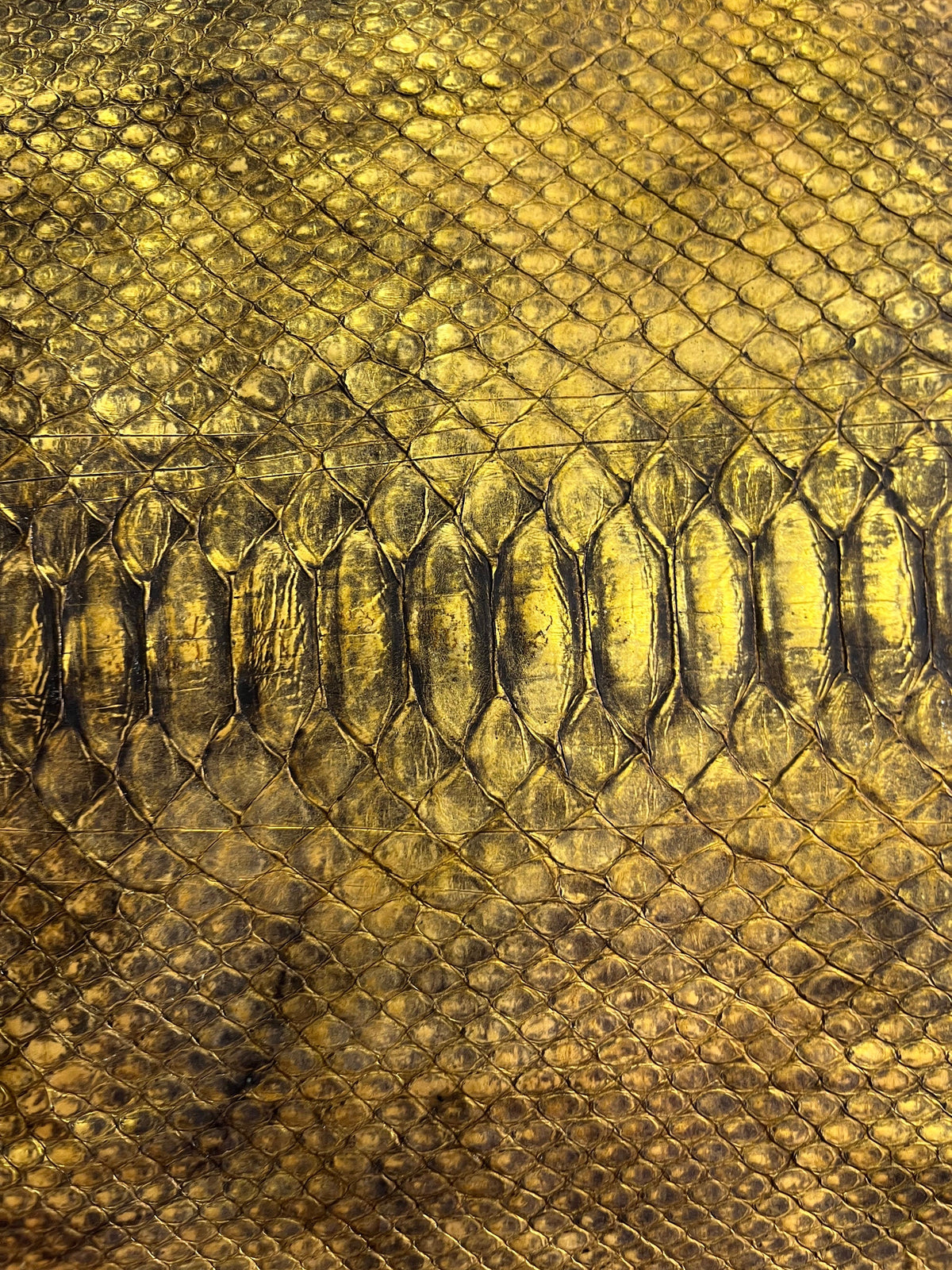 Python Metallic Leather Genuine python leather, real snake leather color rusty metallic, long ...
