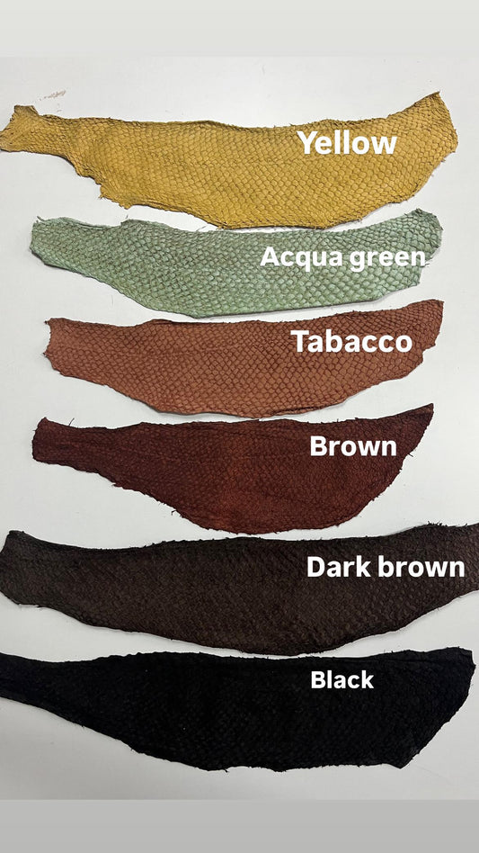 Genuine fish leather hide, perch fish skin, exotic leather for crafts in various colors thickness 0,8mm(2 oz)- 6 skins pack!