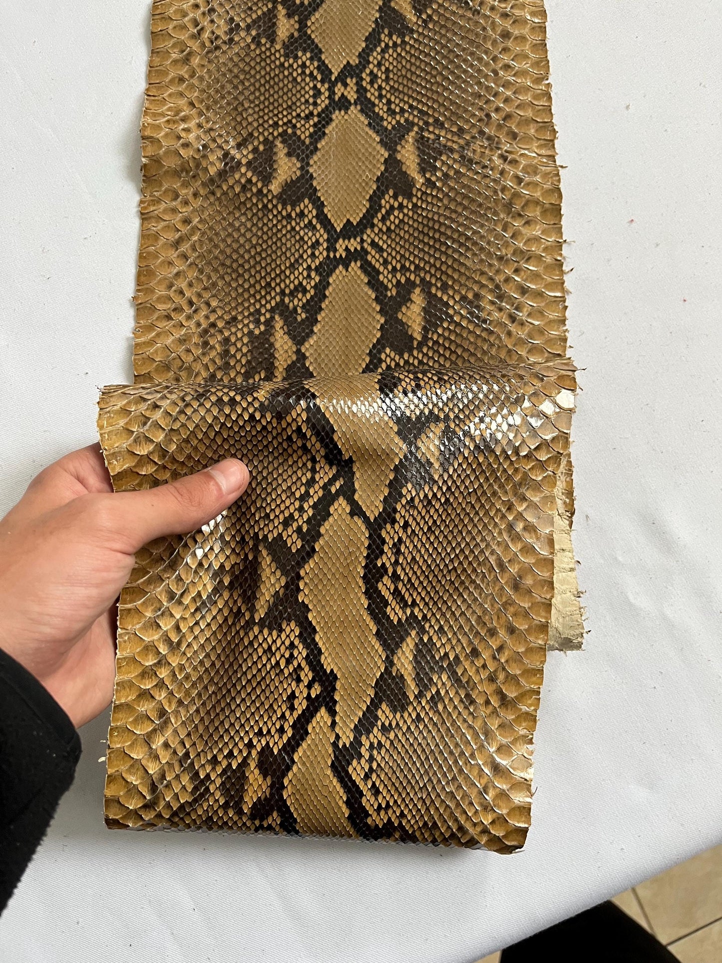 Real snake leather, genuine snakeskin hides, long and wide python leather for crafts of thick 0,7mm(2 oz)