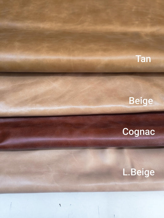 Cow leather for crafts, Genuine cowhide leather skin, crunchy and soft of thick 1,2mm (3 oz)