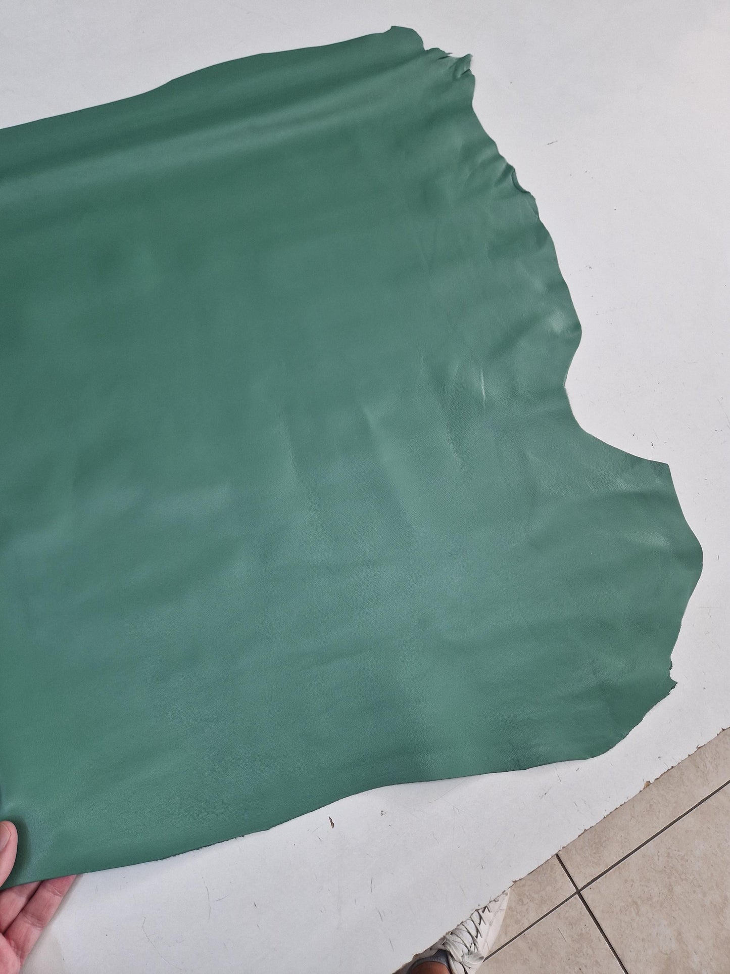 Sheep leather color viridian green, genuine Nappa lambskin leather for crafts, thick. 1,0mm (2 1/2oz)