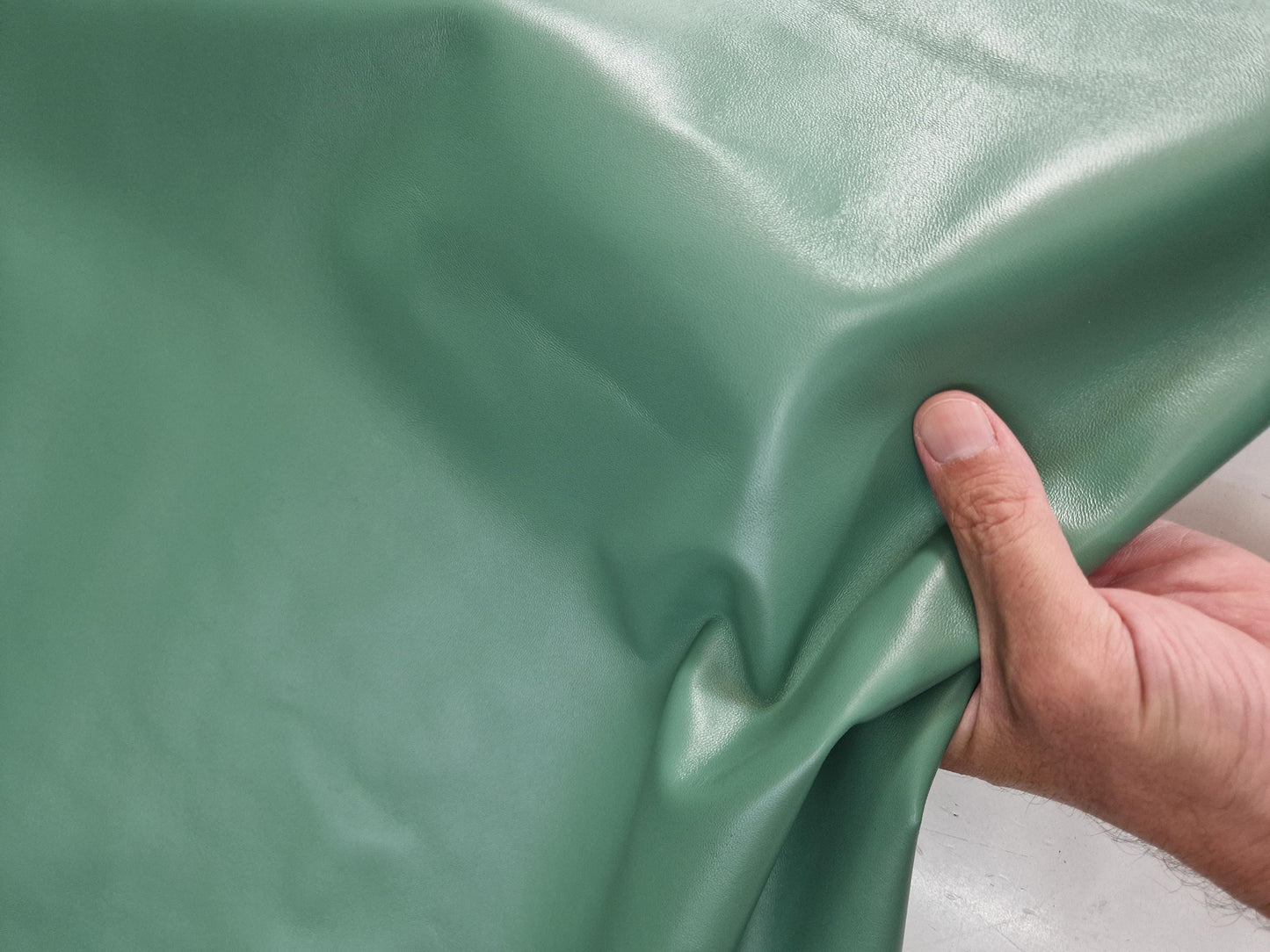 Sheep leather color viridian green, genuine Nappa lambskin leather for crafts, thick. 1,0mm (2 1/2oz)