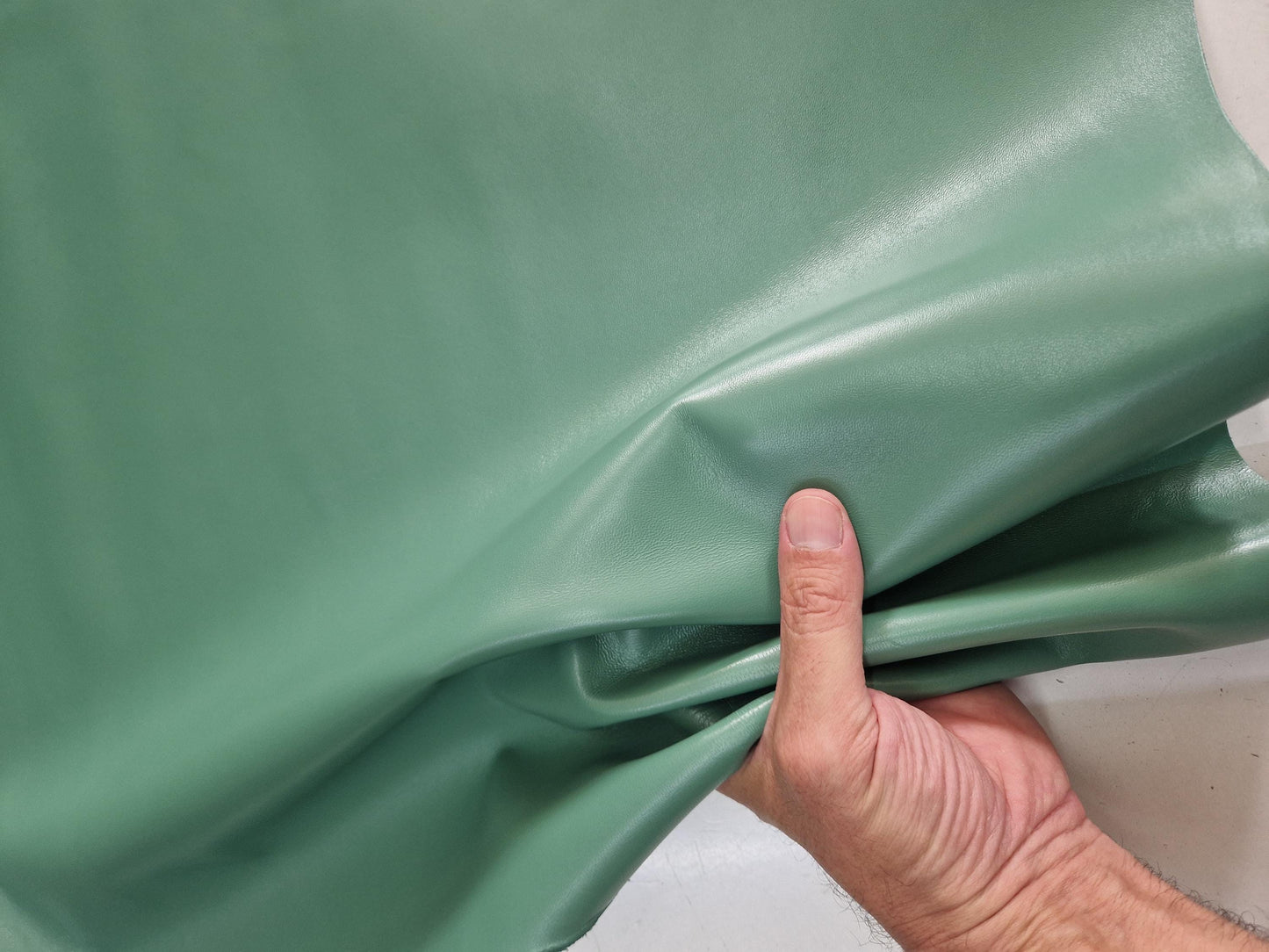 Sheep leather color viridian green, genuine Nappa lambskin leather for crafts, thick. 1,0mm (2 1/2oz)