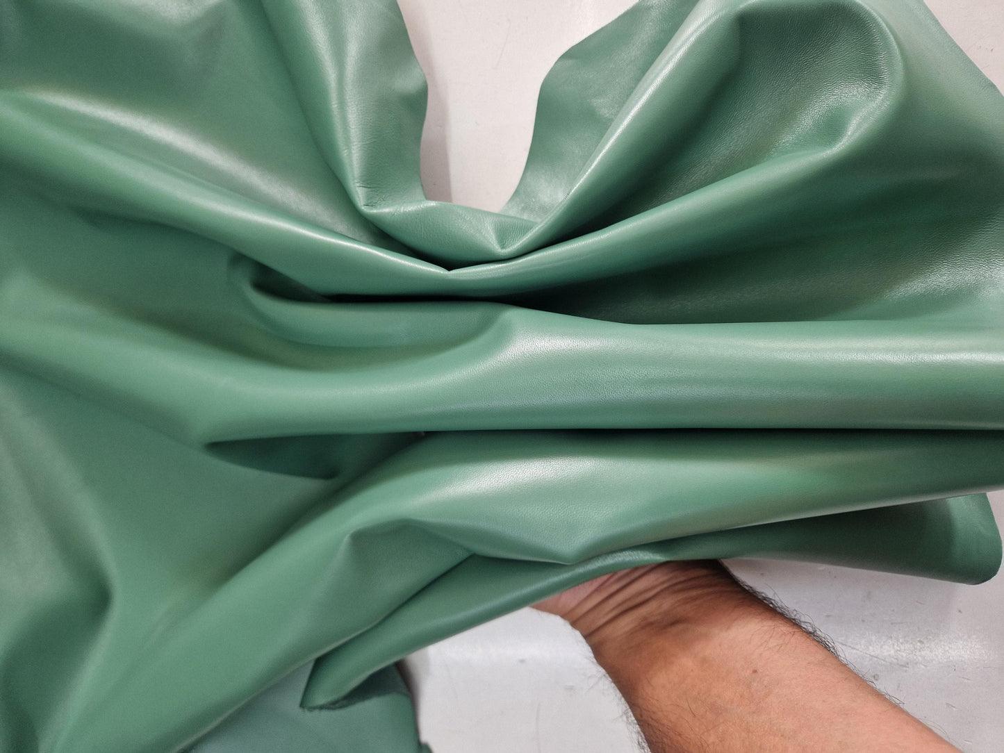 Sheep leather color viridian green, genuine Nappa lambskin leather for crafts, thick. 1,0mm (2 1/2oz)