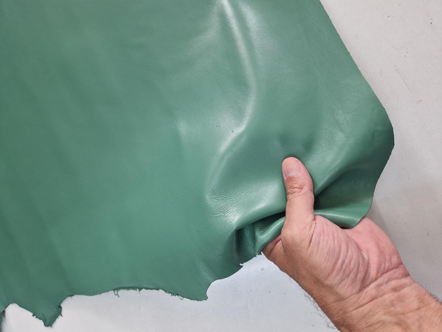 Sheep leather color viridian green, genuine Nappa lambskin leather for crafts, thick. 1,0mm (2 1/2oz)